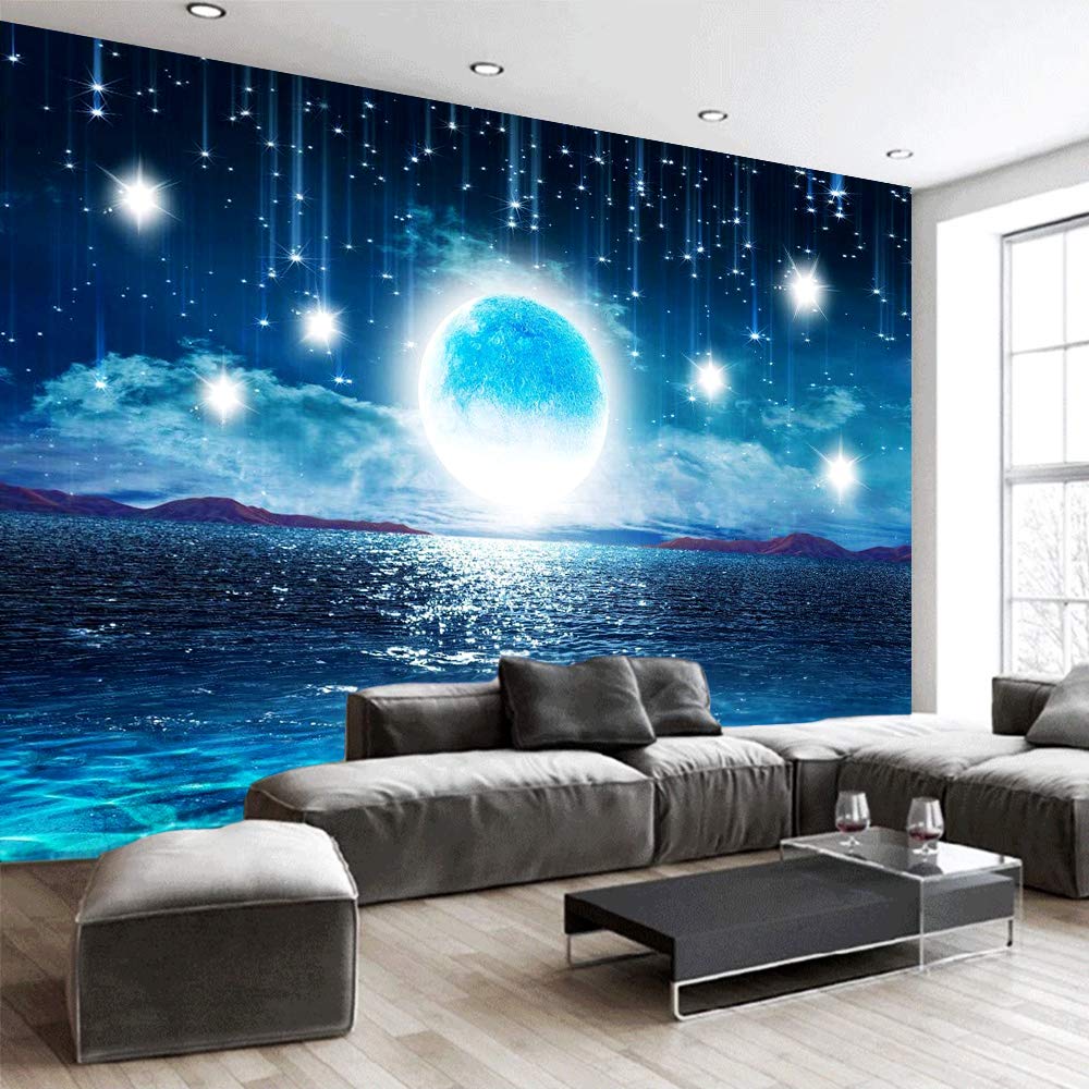 Starry Sky Ocean Moon & Stars Large 3D Cosmic Galaxy Tapestry - 60x60 Inch Wall Hanging Decor for Bedroom, Living Room | Perfect for Boho Home Decor, Dorm Room Aesthetic & Meditation Space