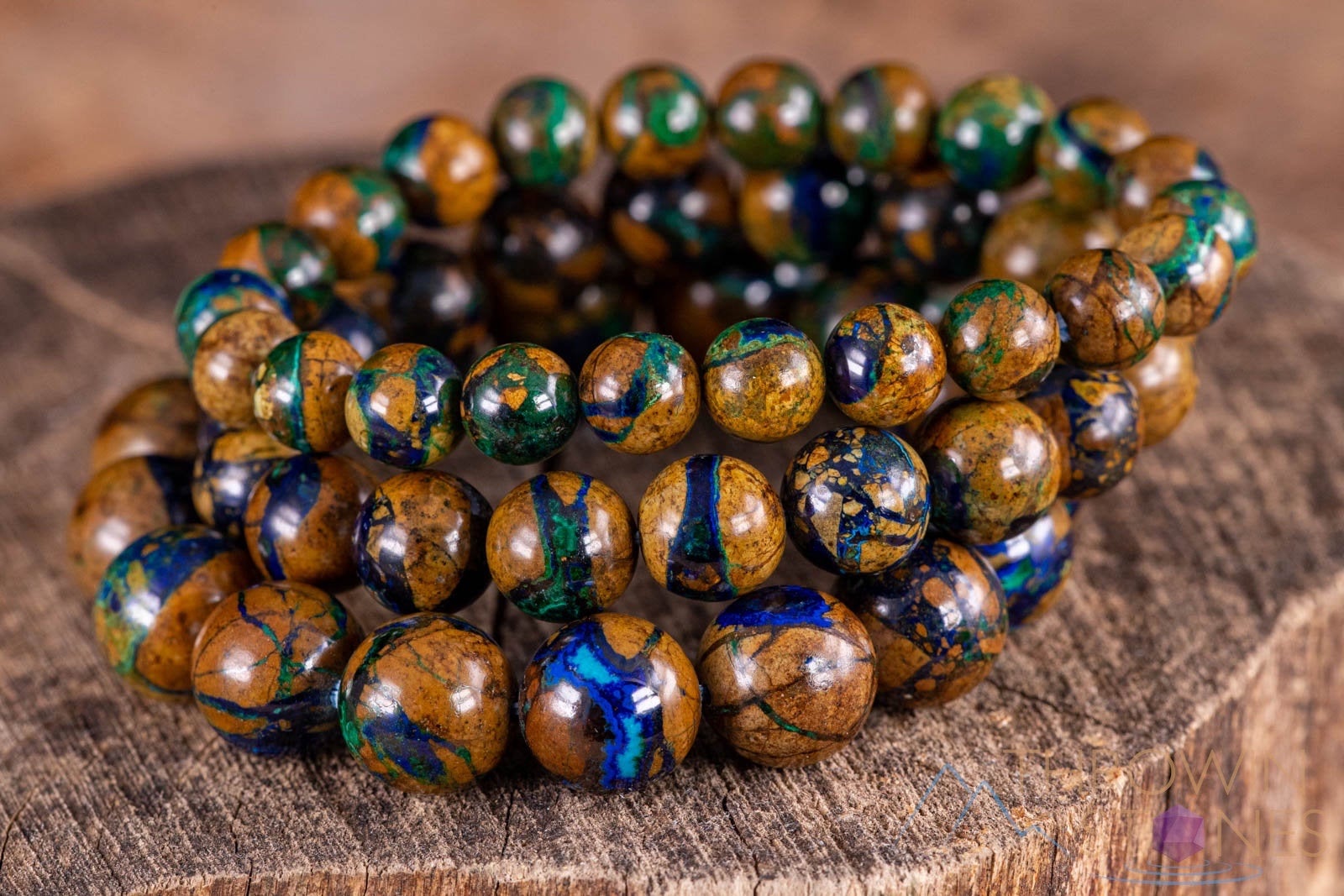 AZURITE MALACHITE Crystal Bracelet - Round Beads Handmade Healing Jewelry for Women | Spiritual Energy, Chakra Balancing & Stress Relief | Perfect for Meditation, Yoga & Daily Wear