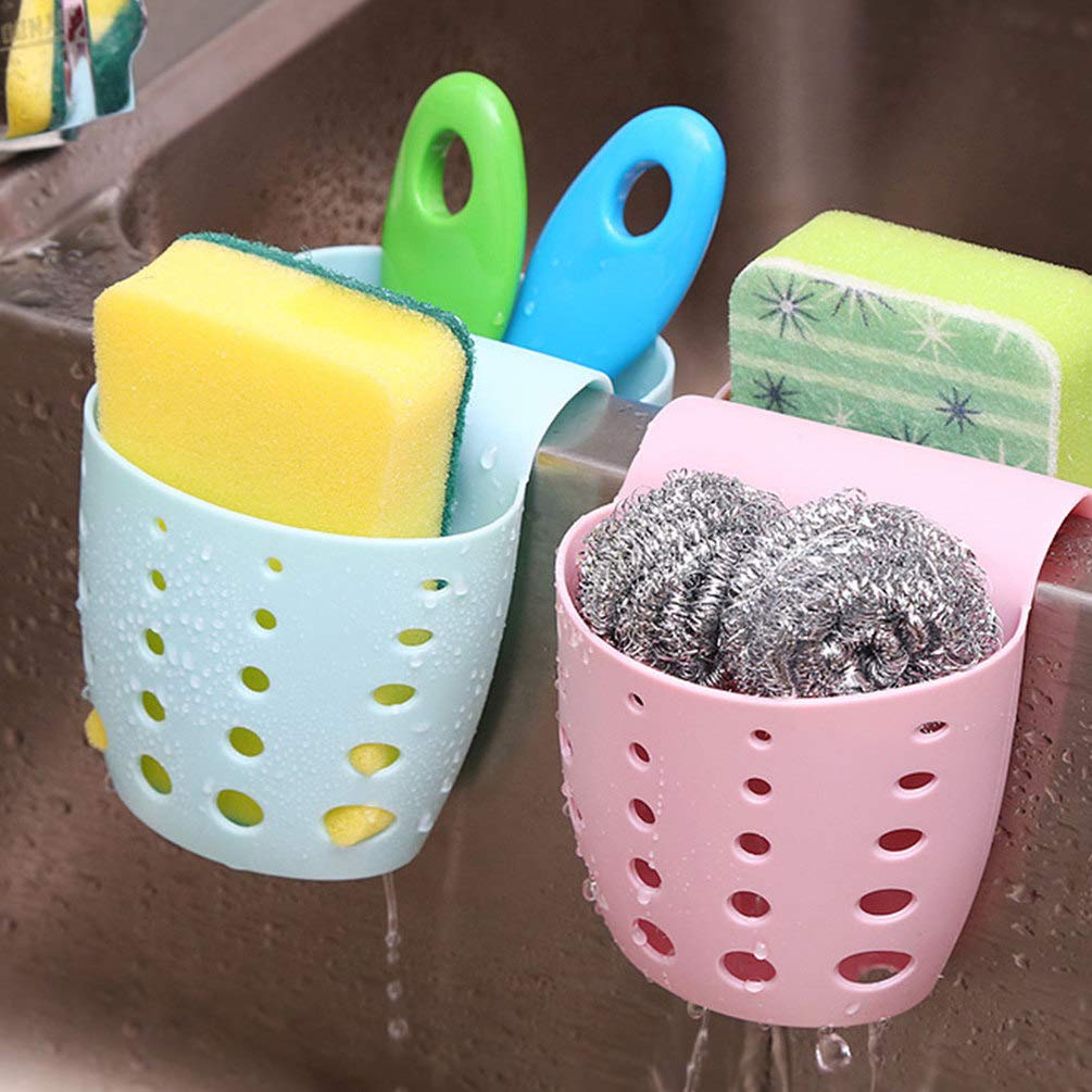TOPBATHY 2-Pack Non-Slip Hanging Kitchen Organizer Rack - Bathroom & Sink Storage Basket for Sponges, Soap, and Utensils - Space Saving Faucet Mount Drying Rack for Kitchen Sink Accessories (Perfect for Small Spaces & Clutter-Free Organization)