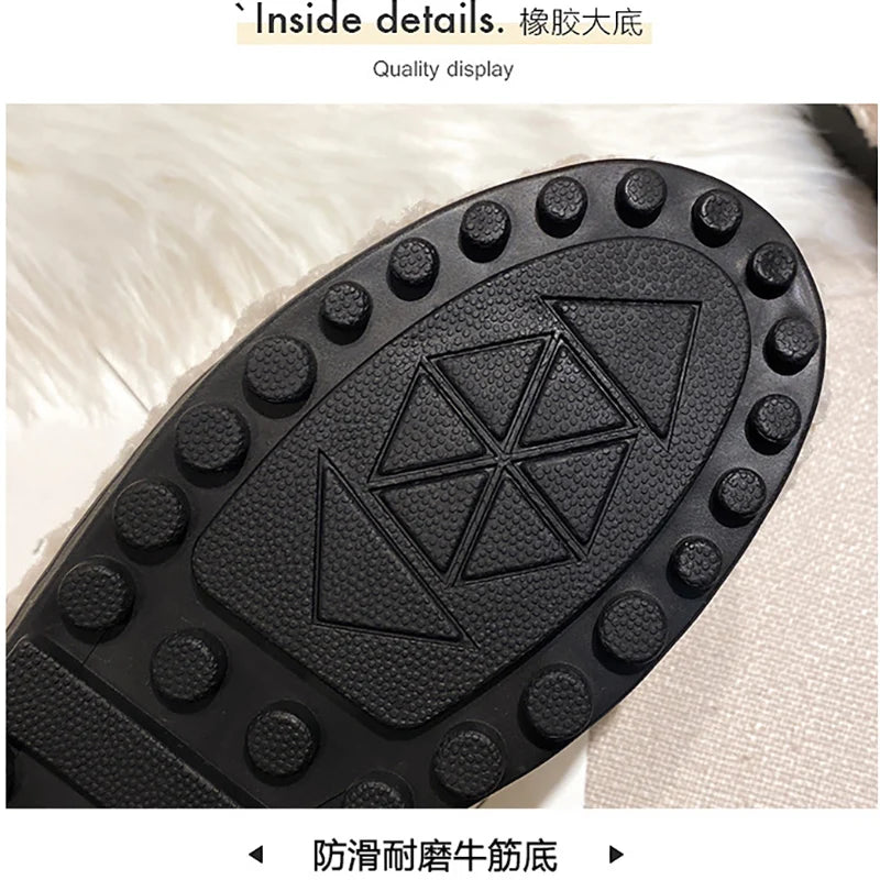 2023 New Women's Winter Plush Non-Slip Snow Boots - Warm Flat Bottom Fashion Boots Size 41-43 for Outdoor Walking & Cold Weather Comfort
