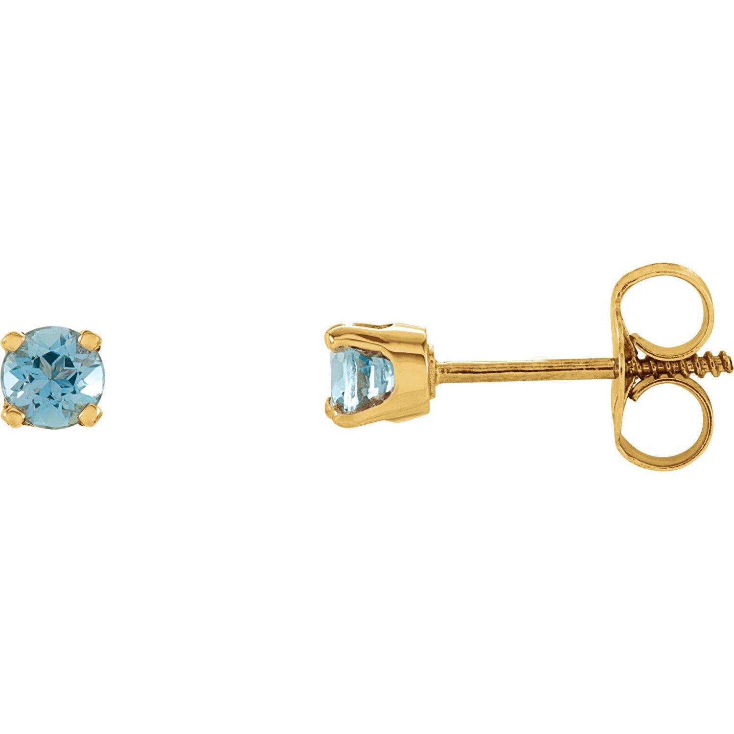 14K Gold Round Cut Gemstone Stud Earrings for Women - Dainty Fine Jewelry Gifts for Her - Perfect for Birthday, Anniversary & Everyday Elegance