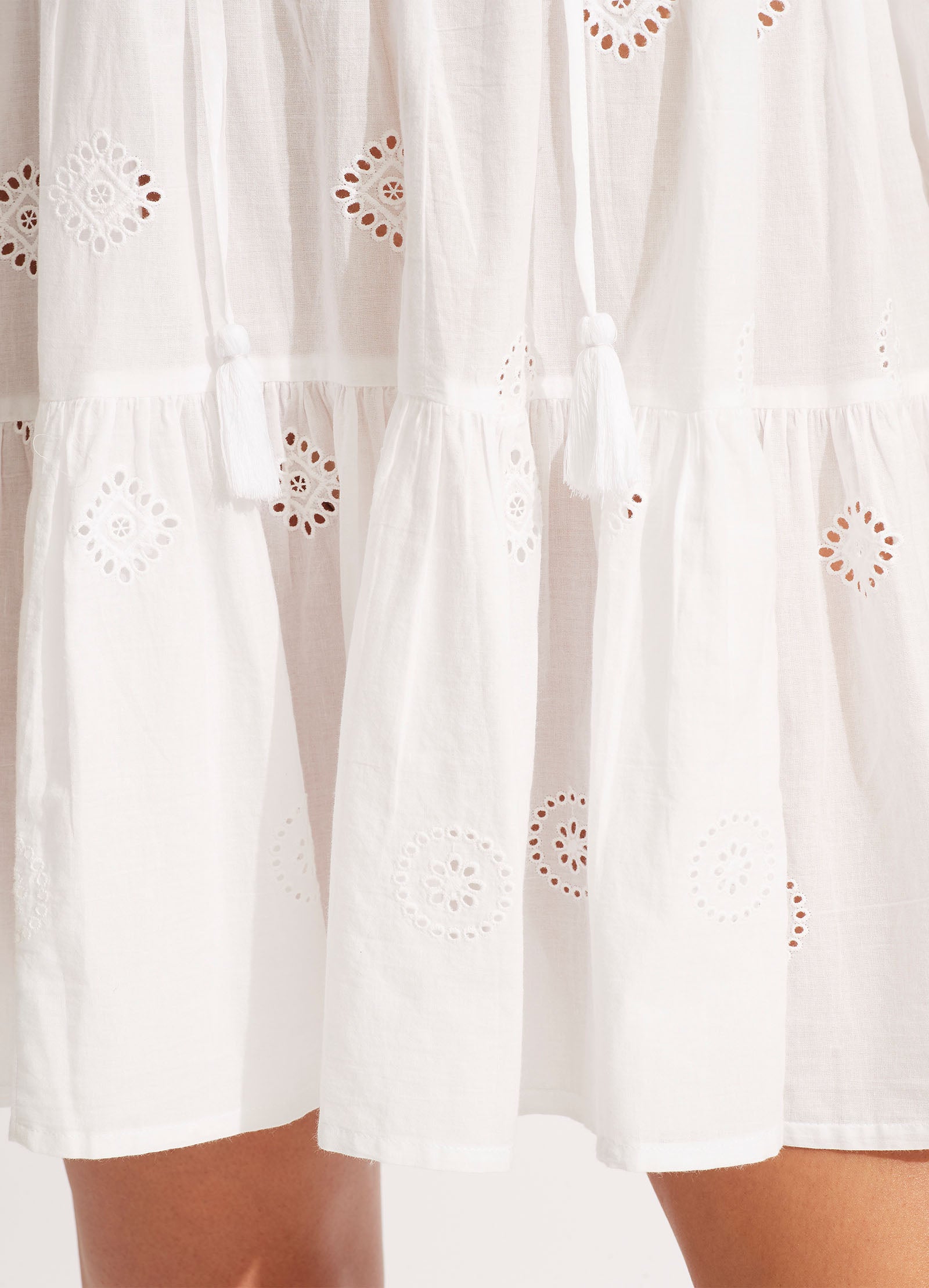 Elegant White Embroidery Tiered Dress for Women - Perfect for Summer Weddings, Parties & Casual Outings
