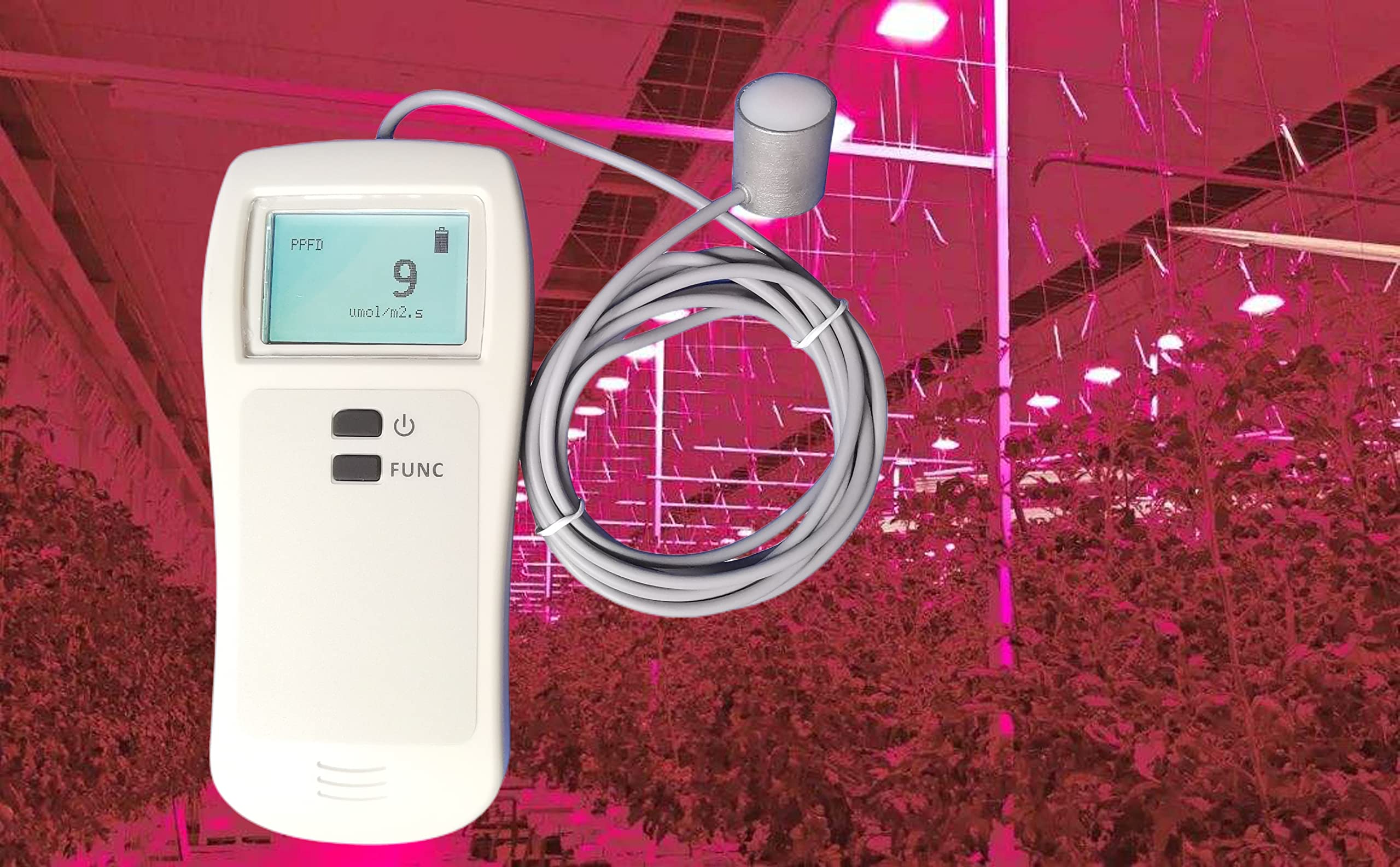 400-700nm Quantum PAR Light Meter with Built-in DLI & Scan Mode - Accurate Measurement for LED, HPS & Natural Light - Grow Light Meter for Indoor/Outdoor Plants - Waterproof Sensor with Handheld Unit - Perfect for Hydroponics, Greenhouse & Horticulture Applications