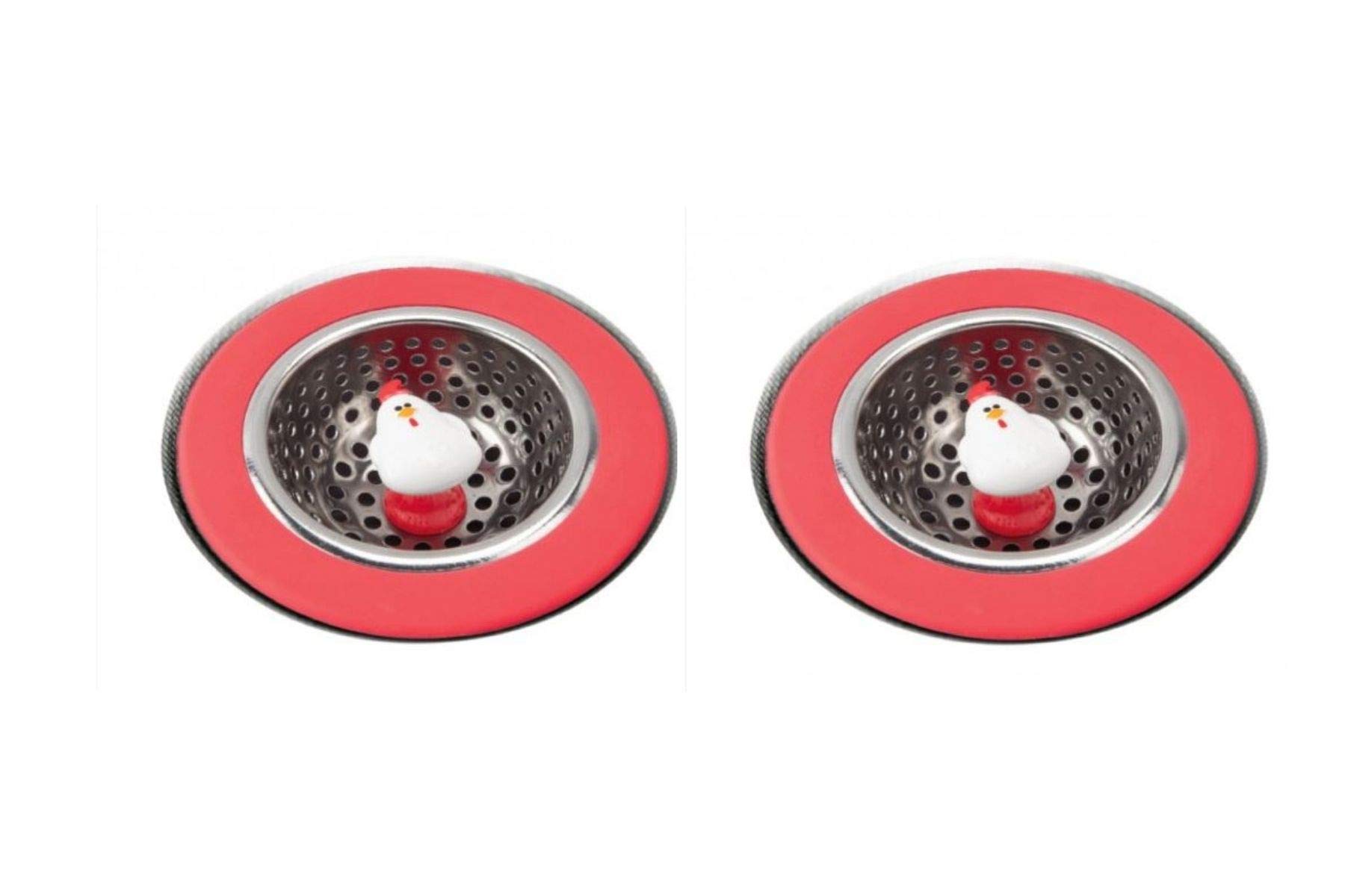 Joie Doodle Doo Stainless Steel Sink Strainer - 2 Pack Set for Kitchen Drain Filter - Perfect for Food Scraps, Hair Catcher in Bathroom Sink