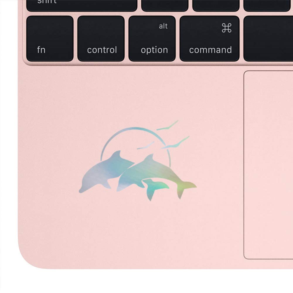 Premium Waterproof Vinyl Decal Stickers - Holographic Dolphins & Seagulls (Set of 2) for Laptop, Phone, Helmet, Car Window, Bumper, Mug, Cup, Door & Wall Decoration - Perfect for DIY Crafts, Home Decor, Office & Gift Giving