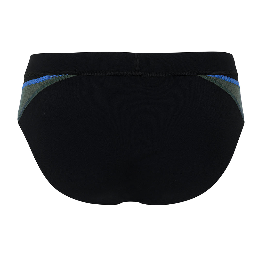 Aqua Sphere Manu Brief Swim Trunks - Black/Royal Blue (Size SM 259 0142) - Men's Quick-Dry Swim Shorts for Pool, Beach & Water Sports