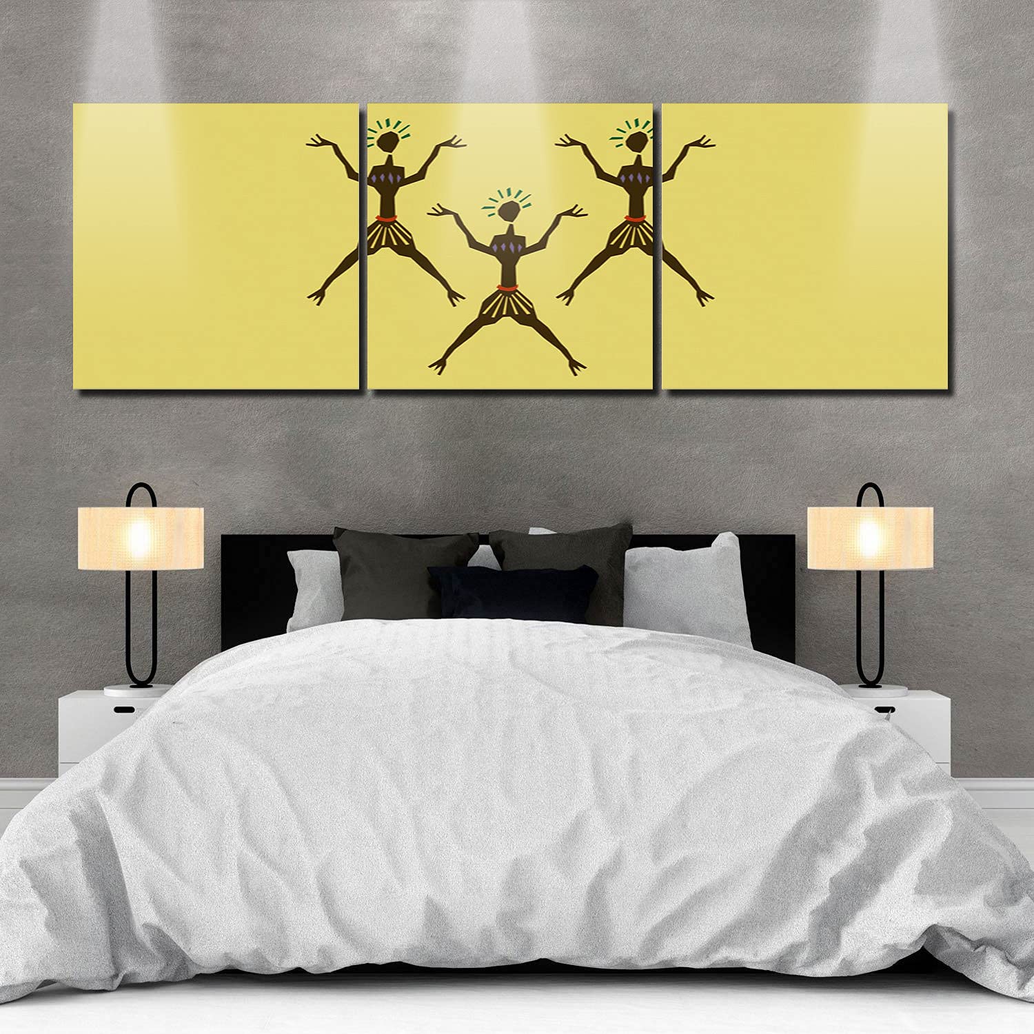 Womenfocus 3-Panel Tribal Dance Canvas Wall Art - Modern Framed Paintings for Living Room & Bedroom Decor - Ready to Hang 8