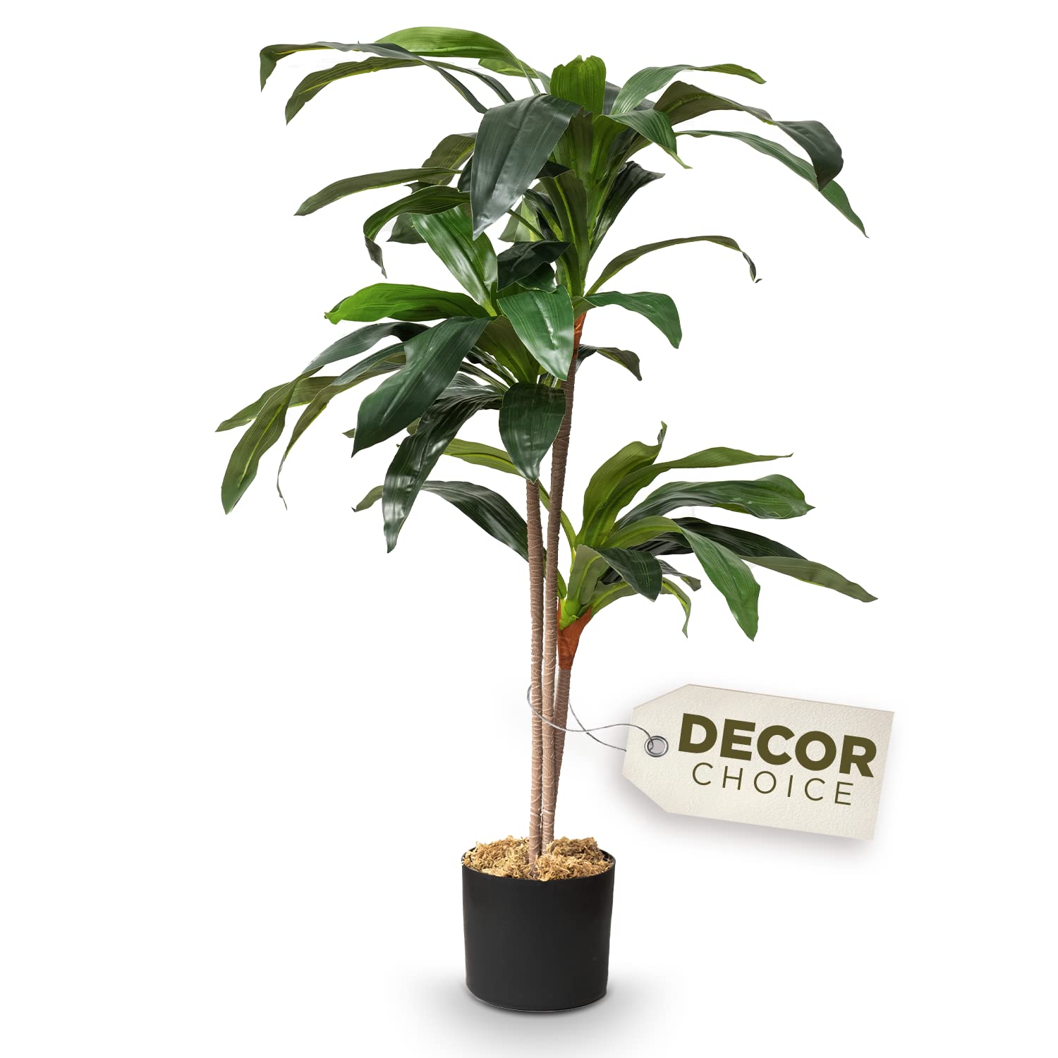Dracaena Artificial Indoor Plant - 3.2 Feet Tall Silk Faux Tree for Home Decor, Living Room Floor Plant, Realistic Fake Houseplant - Perfect for Office, Bedroom & Modern Interior Design