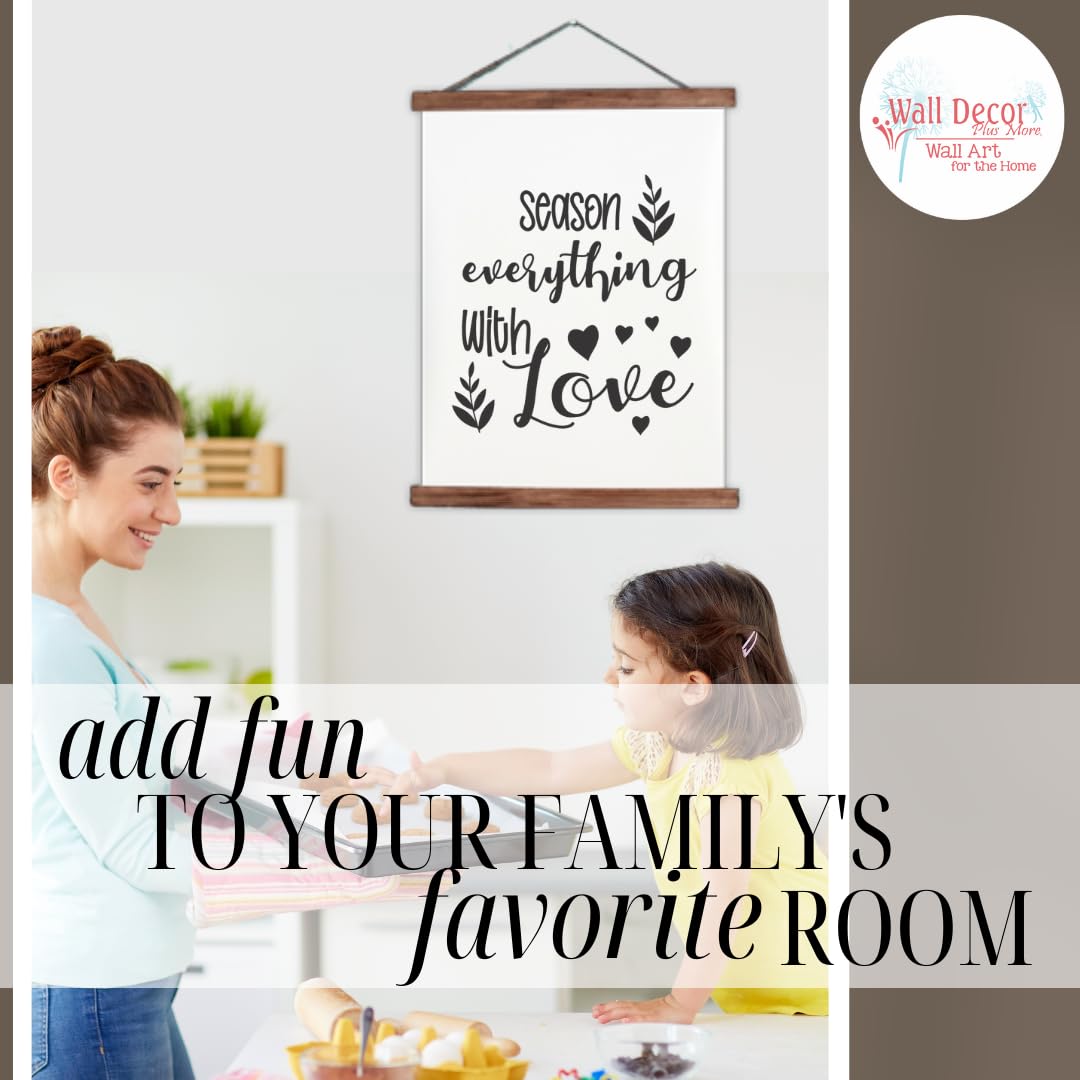 Season Everything With Love Hanging Canvas Art - Ready to Hang Kitchen Wall Decor - 19x24 Inch Scroll Art Prints - Inspirational Kitchen Signs & Décor - Perfect for Farmhouse, Apartment, and Dining Room Wall Decorations
