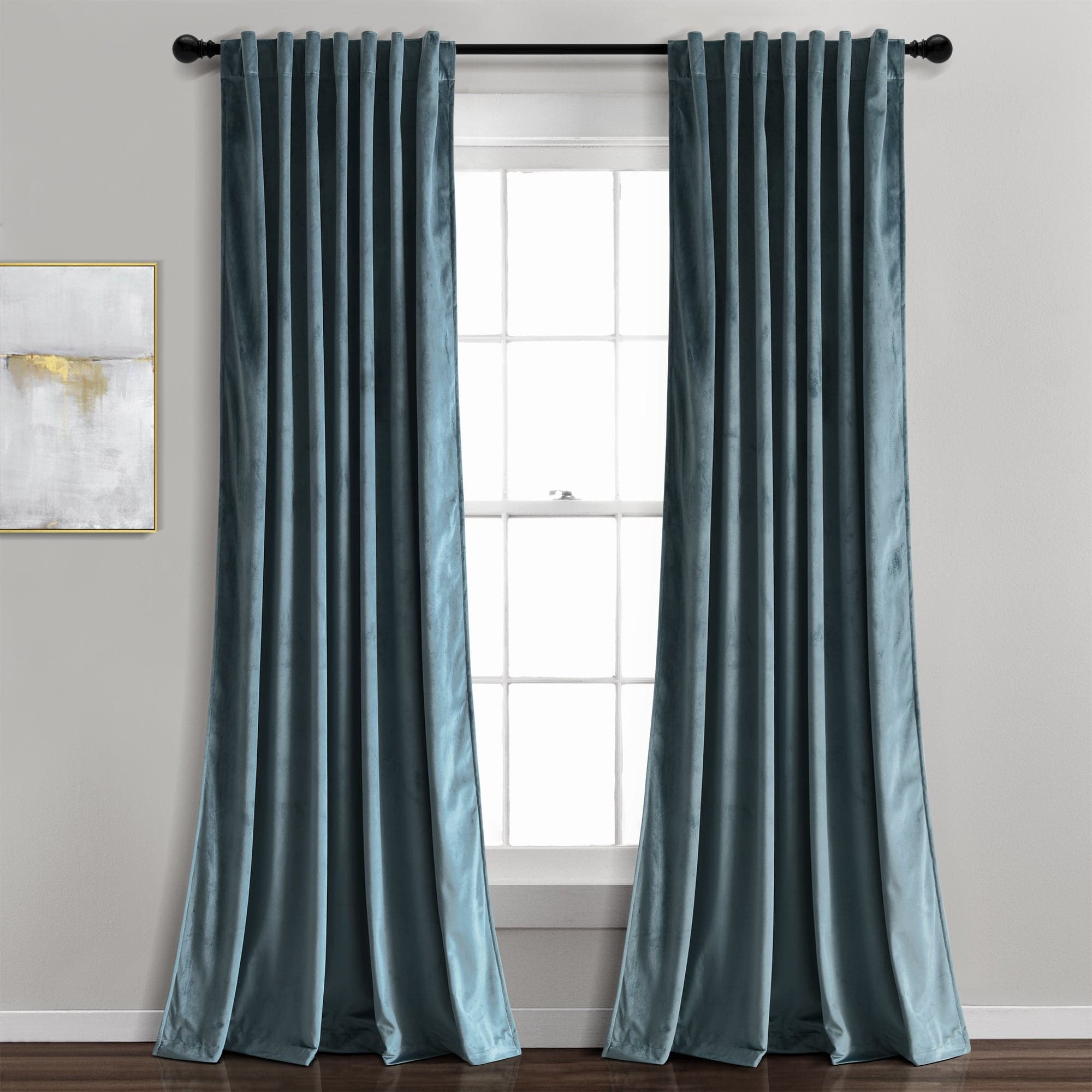 Prima Velvet Solid Back Tab Rod Pocket Light Filtering Window Curtain Panel Set - Blackout Drapes for Living Room, Bedroom & Office - Soft Textured Home Decor
