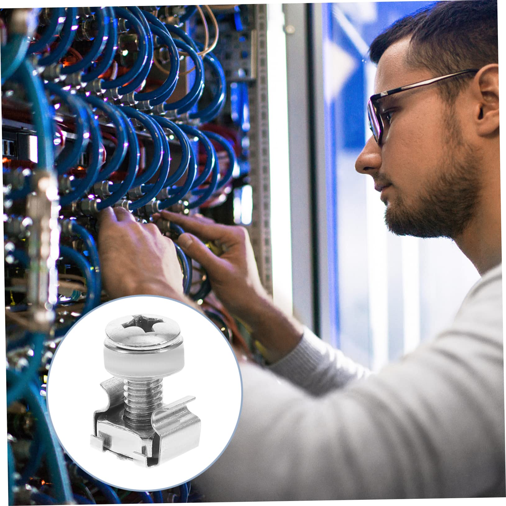 SOLUSTRE 48 Sets 304 Stainless Steel Rack Mount Nuts & Screws Kit - Computer Rack Cage Nuts, Server Shelf Hardware - Perfect for Data Center, Server Rack, Network Cabinet Installation
