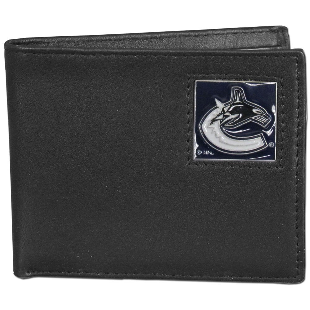 NHL Genuine Leather Bi-Fold Wallet for Men - Premium RFID Blocking Credit Card Holder with Gift Box - Perfect for Hockey Fans, Everyday Carry & Gifts