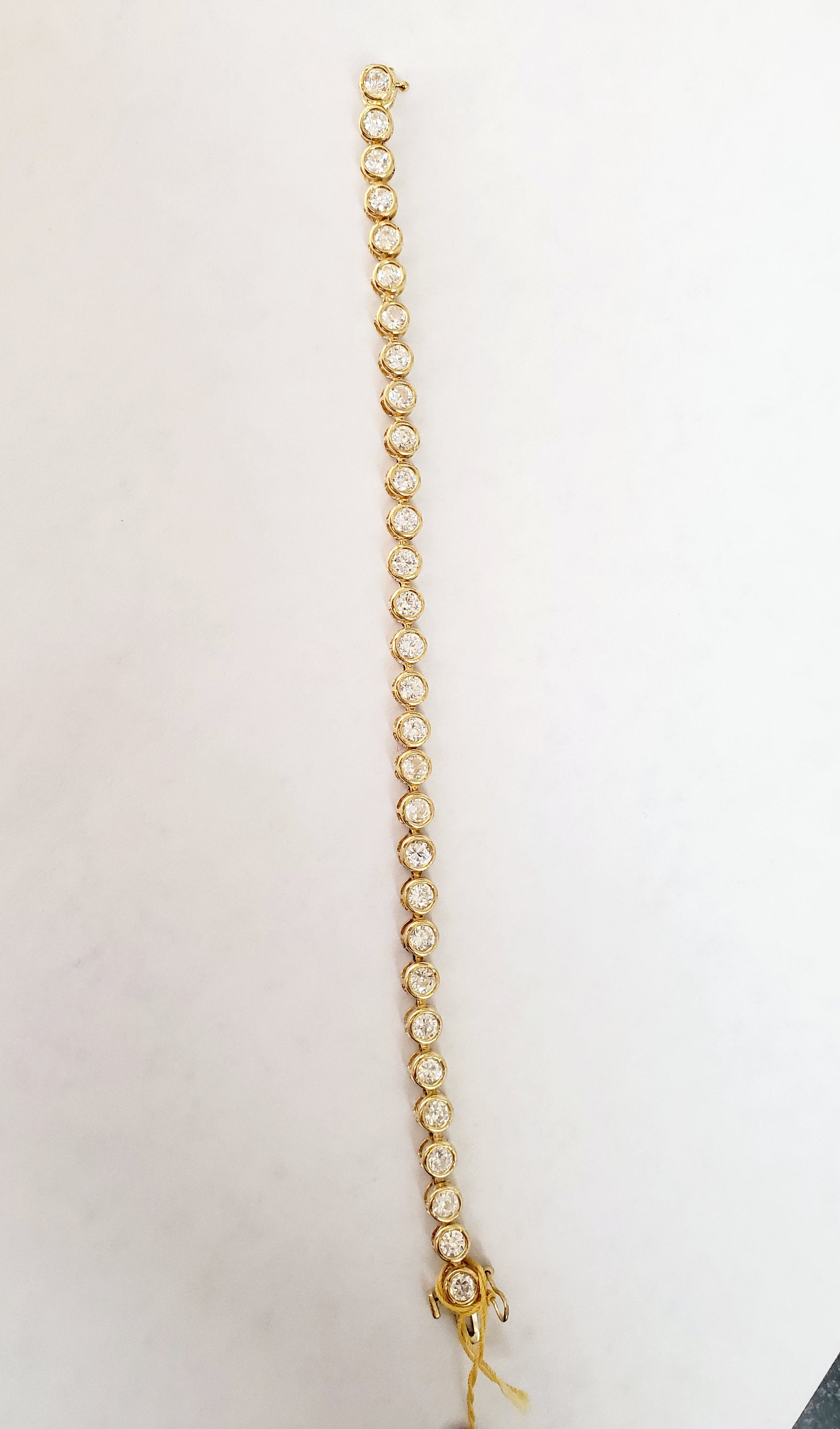 14K White or Yellow Gold Cubic Zirconia Tennis Bracelet - Elegant Bezel Setting for Women's Jewelry Collection | Perfect for Weddings, Parties & Special Occasions