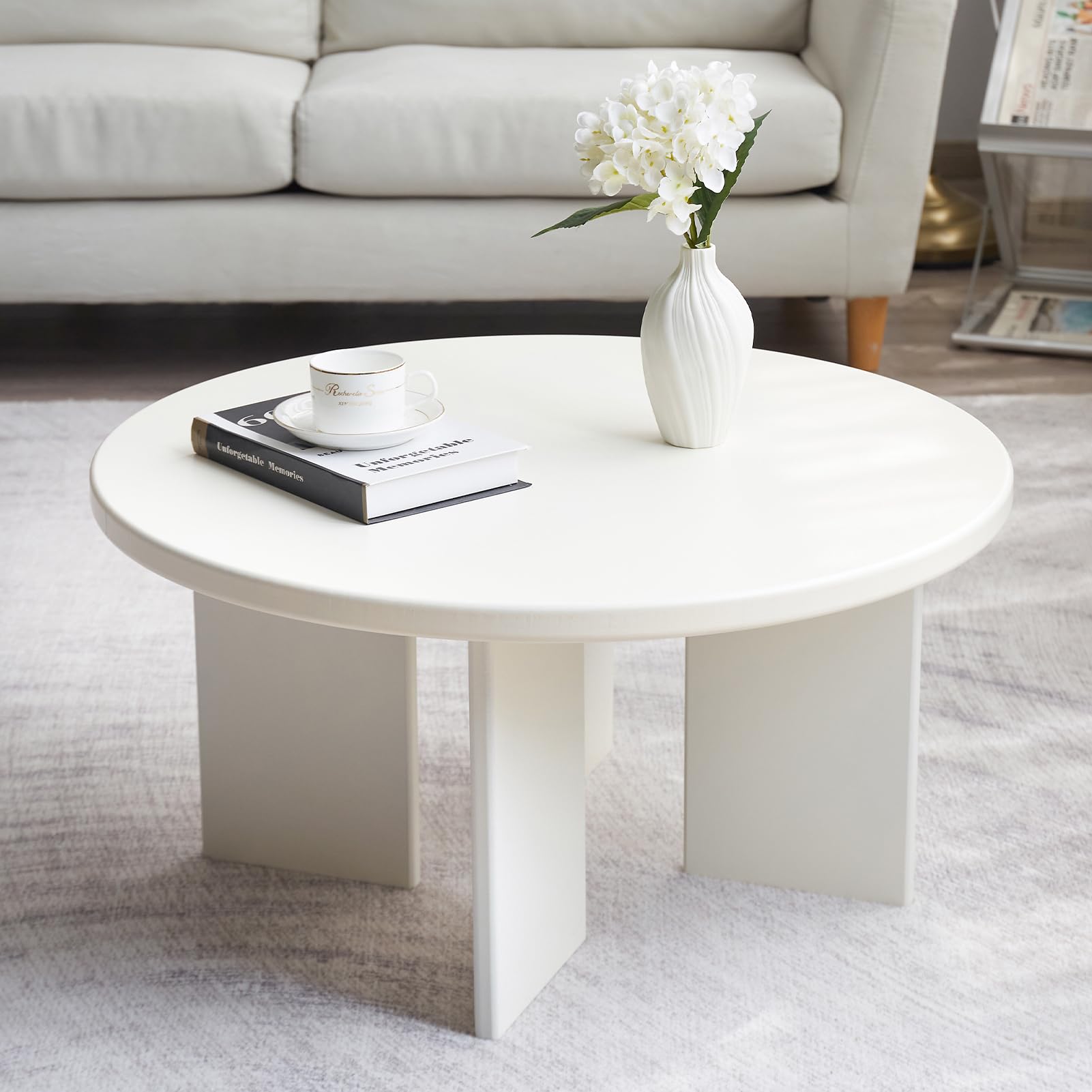 Modern Round Coffee Table - 30 Inch Living Room Accent Table with Sturdy Design for Bedroom & Lounge | Perfect for Small Spaces, Home Decor & Coffee Time