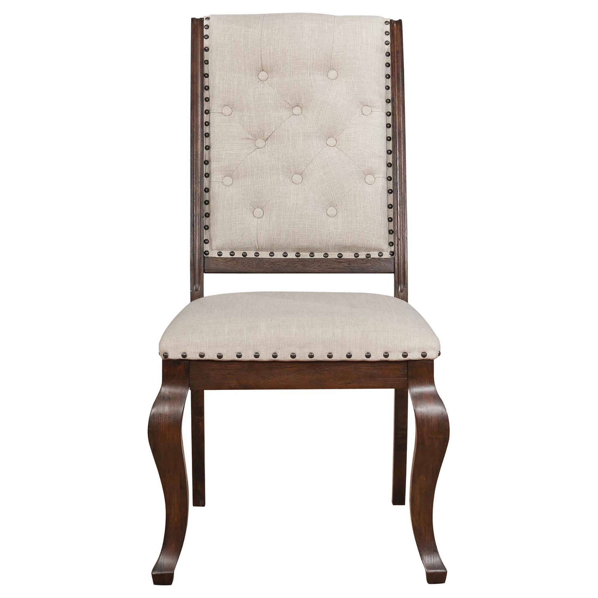 Antique Java Tufted Back Dining Chairs - Set of 2 Cream Upholstered Side Chairs for Elegant Dining Room, Kitchen or Breakfast Nook - Comfortable & Stylish Seating for Home Decor