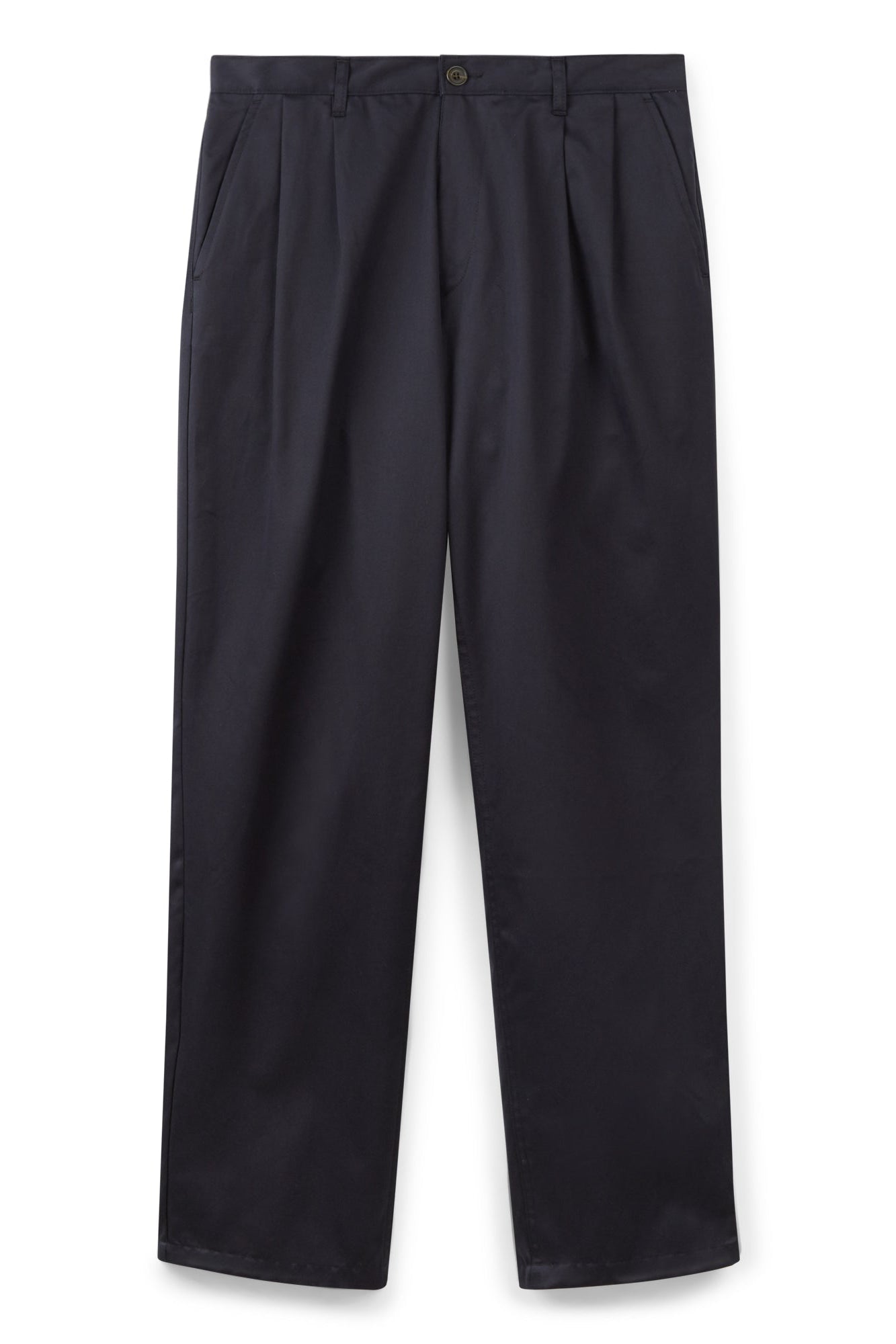 Men's Pleated Lightweight 100% Cotton Twill Chinos - Dark Navy | Comfortable Casual & Office Pants for Work & Everyday Wear