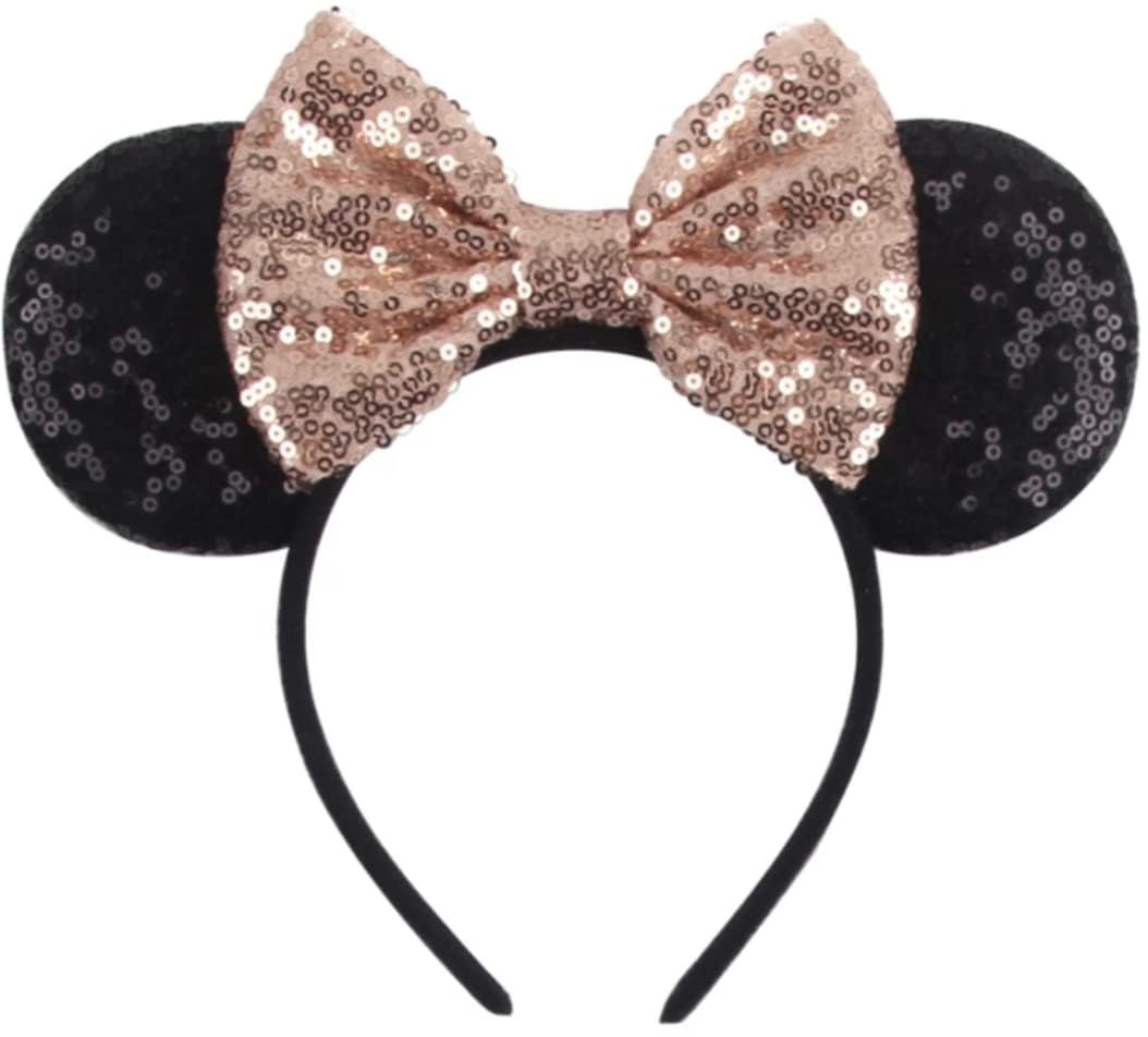 CLGIFT 12-Pack 5 Inch Large Glitter Hair Bows for DIY Crafts - No Clip Rose Gold Fabric Bows for Girls, Women, Party Decorations & Gift Wrapping