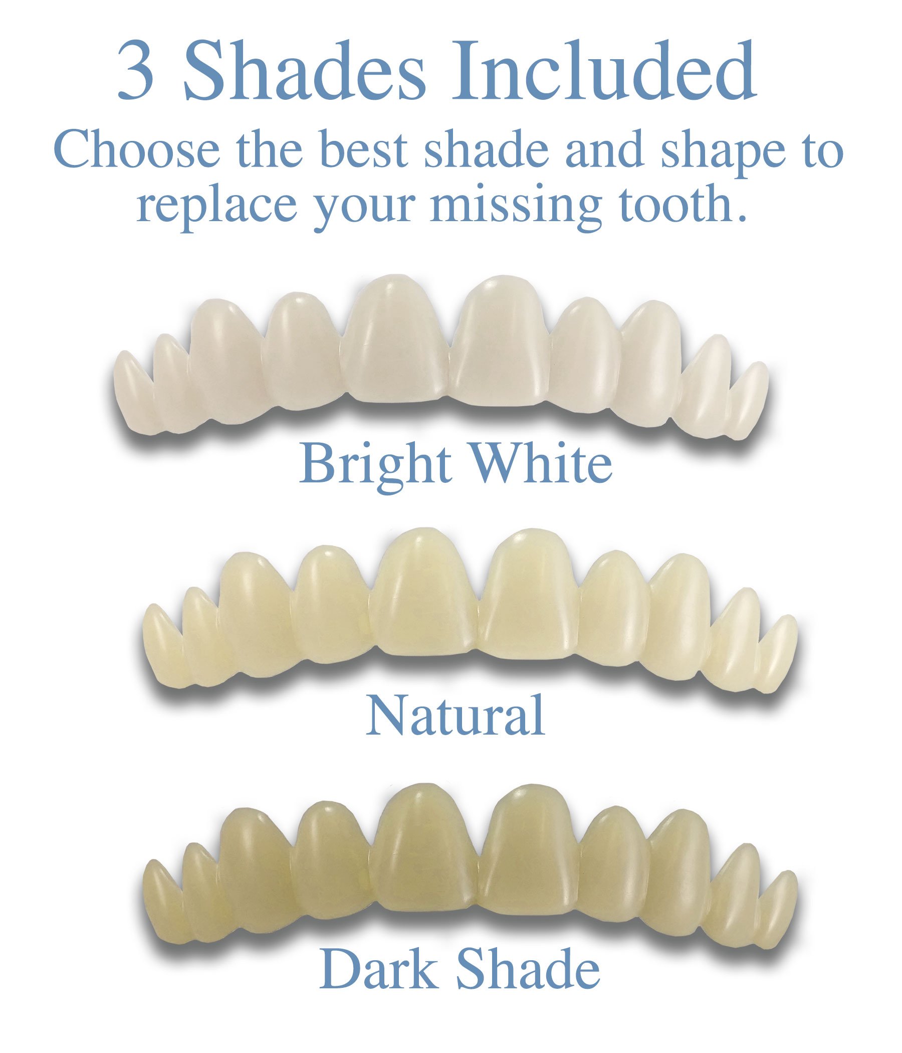 Instant Smile Deluxe Temporary Tooth Replacement Kit - 3 Natural Shades for Missing Teeth - Quick & Easy Solution for Gaps, Special Occasions & Everyday Confidence - Perfect for Photos, Weddings & Job Interviews