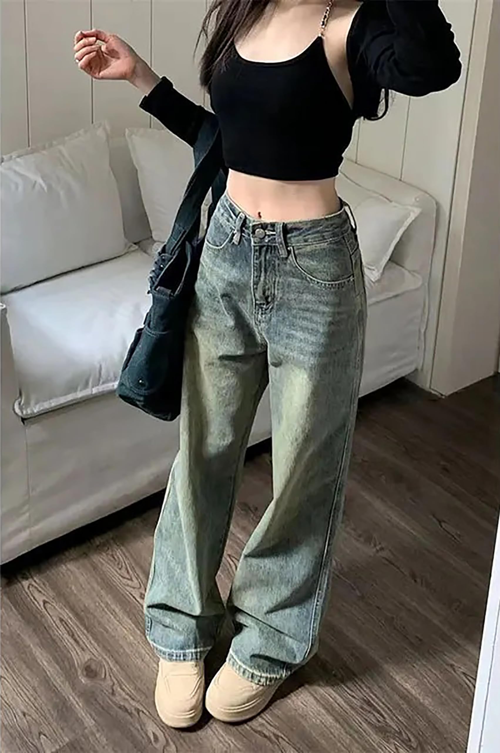 90s Revival Y2K High Waist Wide Leg Jeans - Vintage Streetwear Denim Pants for Women | Perfect for Casual Outfits, Retro Fashion & Modern Chic Looks