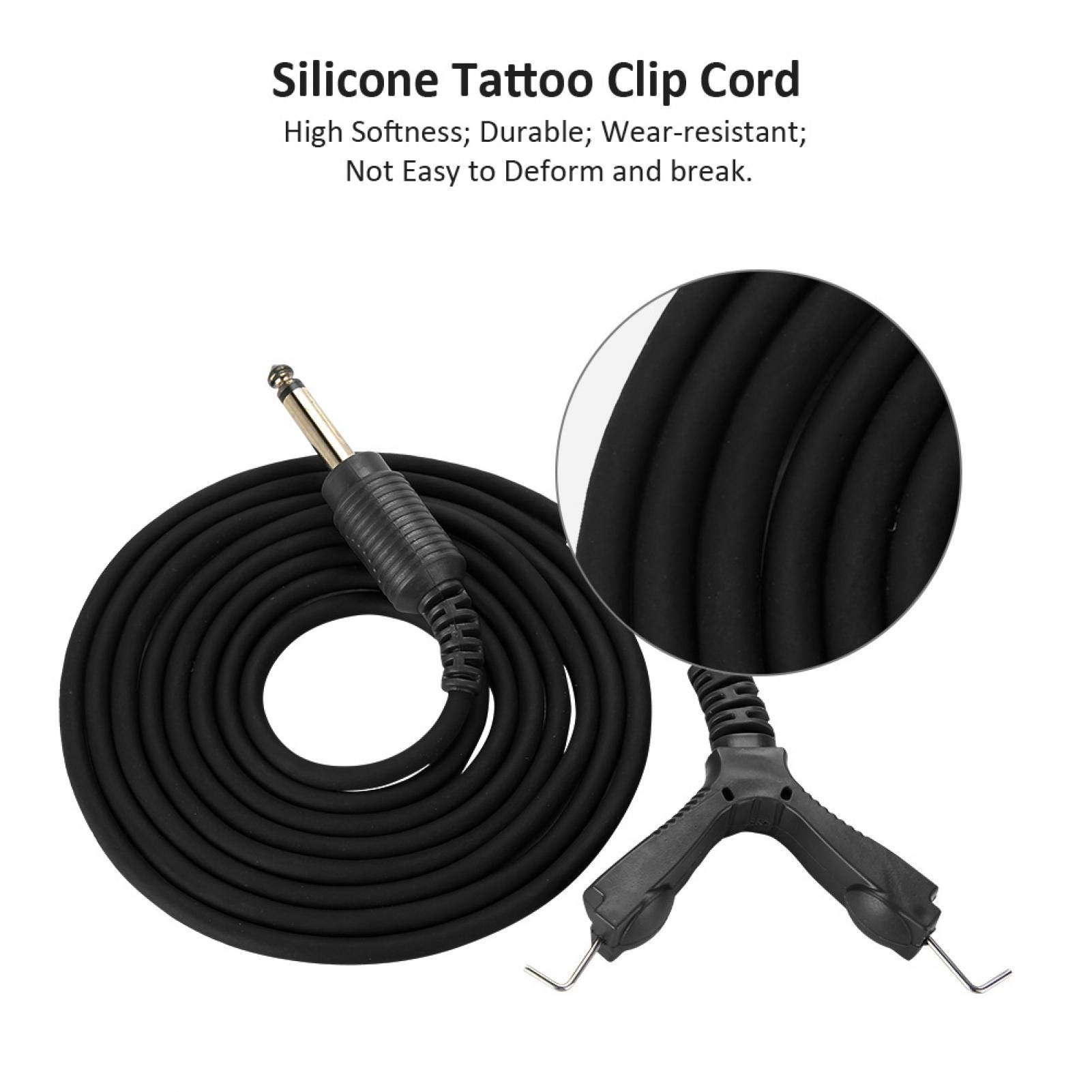 Professional Set of 2 Black Tattoo Clip Cords - High-Quality Power Supply Line for Tattoo Machines - Durable Tattoo Accessories for Artists & Studios - Perfect for Tattooing, Permanent Makeup & Body Art Sessions