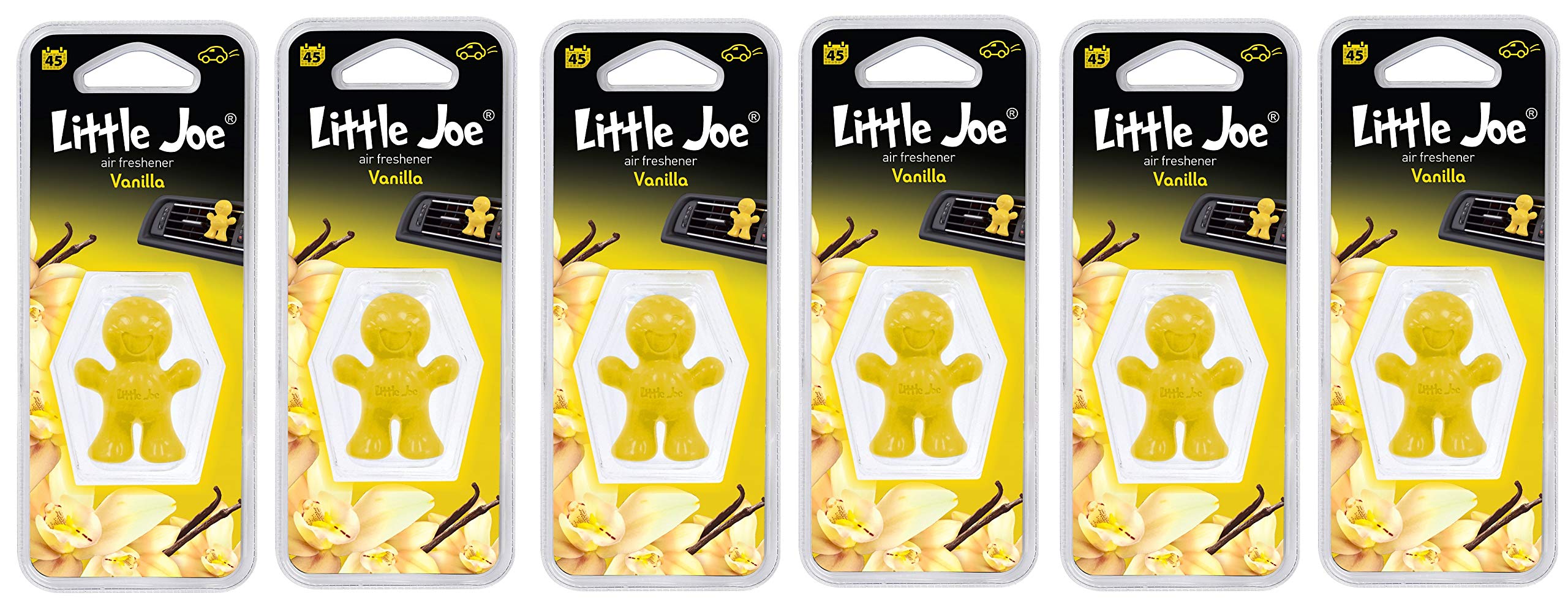 Little Joe LJ-23 Vanilla Scented Air Fresheners - 6 Pack Yellow Car Fresheners for Home, Office & Car | Long-Lasting Fragrance & Odor Eliminator