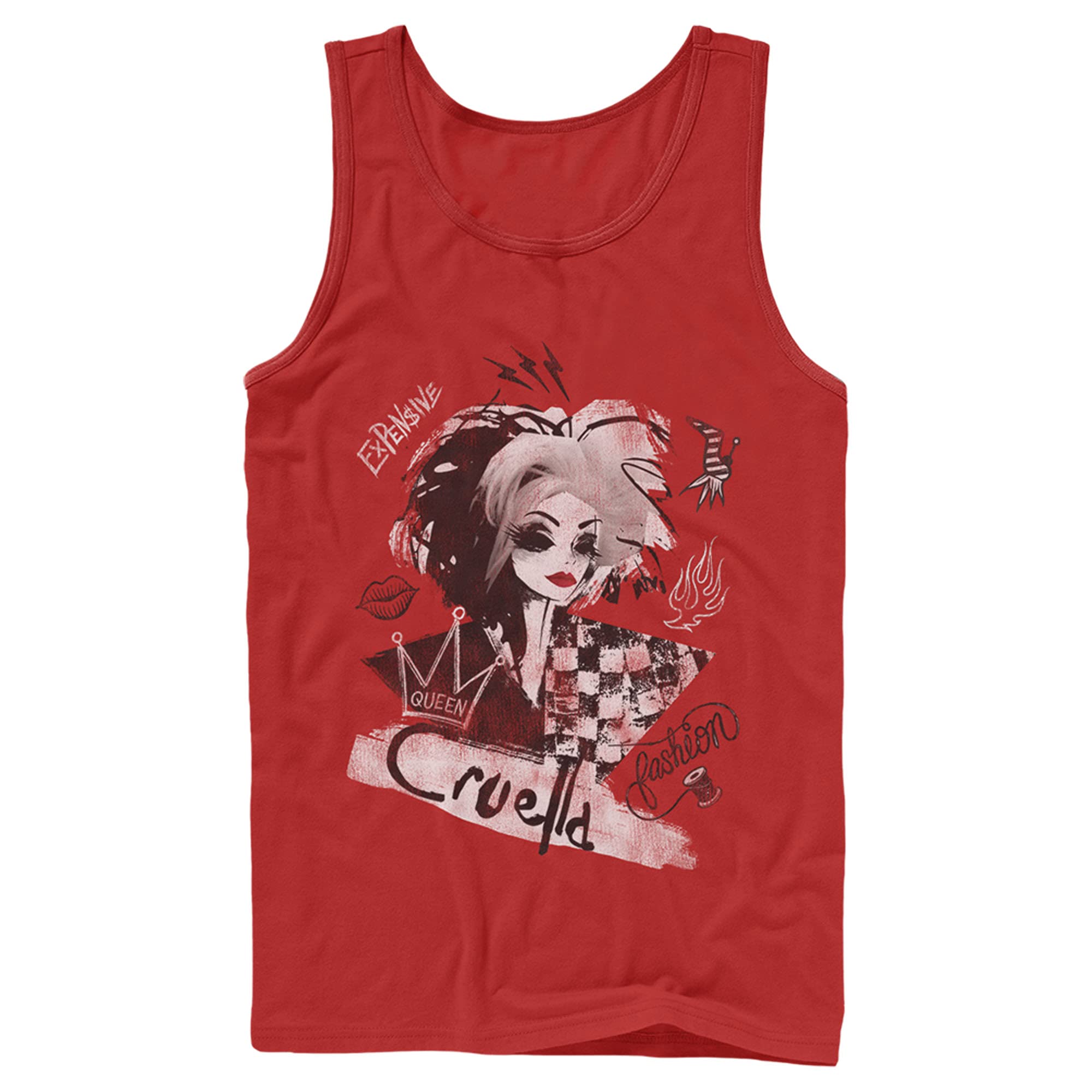 Fifth Sun Men's Cruella Fashion Sketch Graphic Tank Top - Casual Summer Tee for Beach, Gym & Streetwear