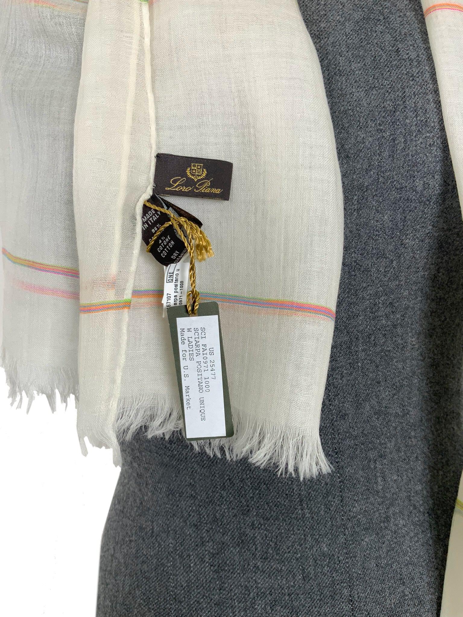 Luxury Loro Piana Cashmere Striped Fringed Scarf - Soft Warm Winter Shawl Wrap for Women & Men - Perfect for Office, Travel & Cold Weather Fashion Accessory