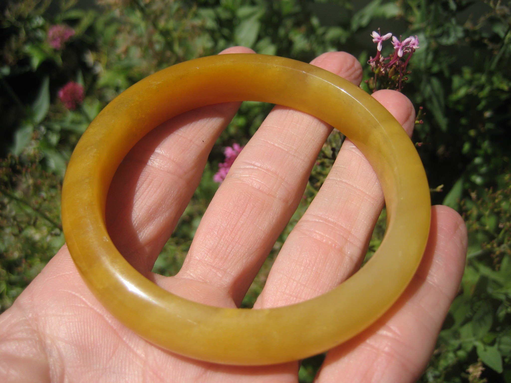 Natural Honey Yellow Agate Stone Bangle - Handmade Thailand Jewelry with Myanmar Agate Gemstone - Elegant Bracelet for Women, Meditation & Spiritual Healing Accessory