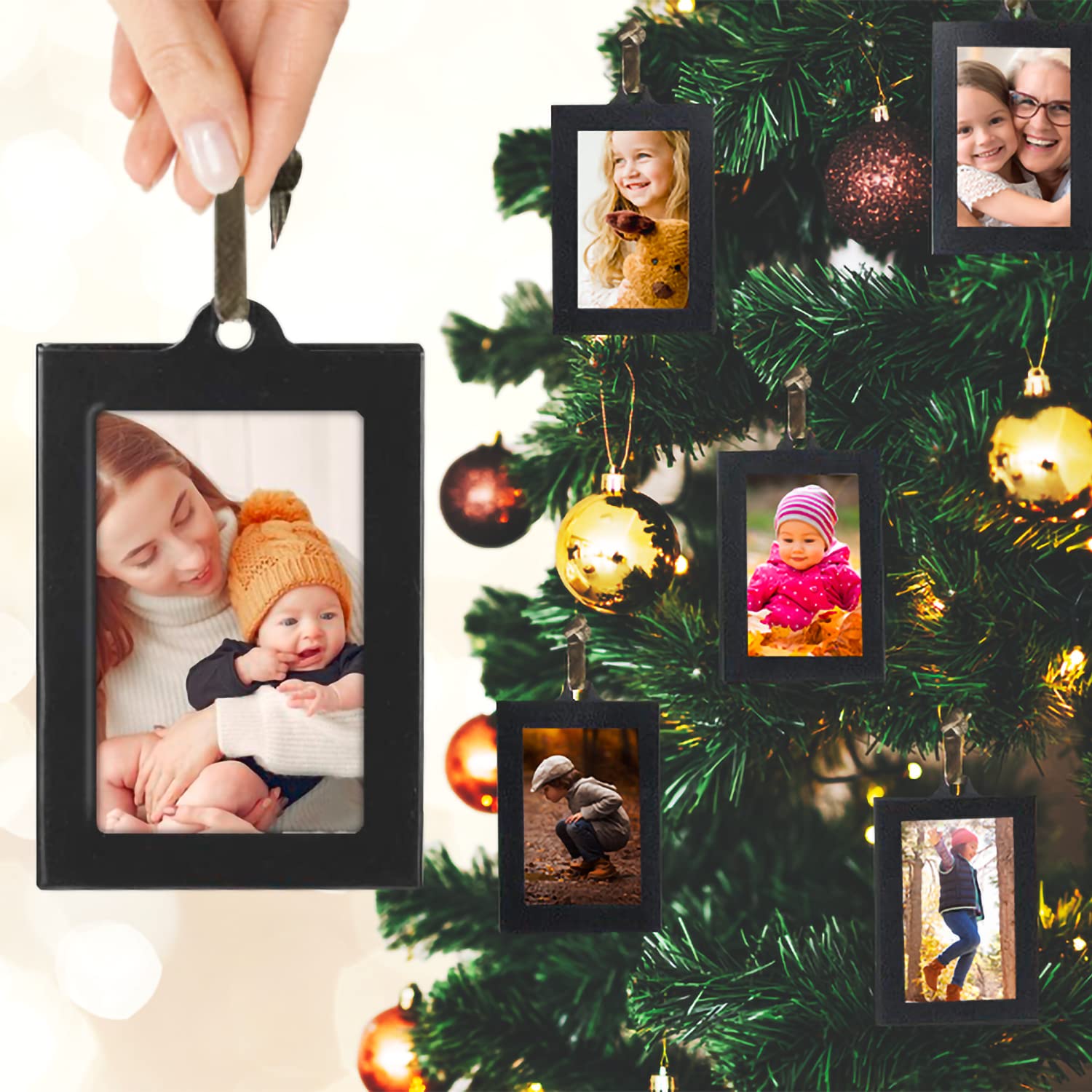 Family Tree Photo Frame - 10 Hanging Frames Wall Decor in Brushed Bronze for Home & Office