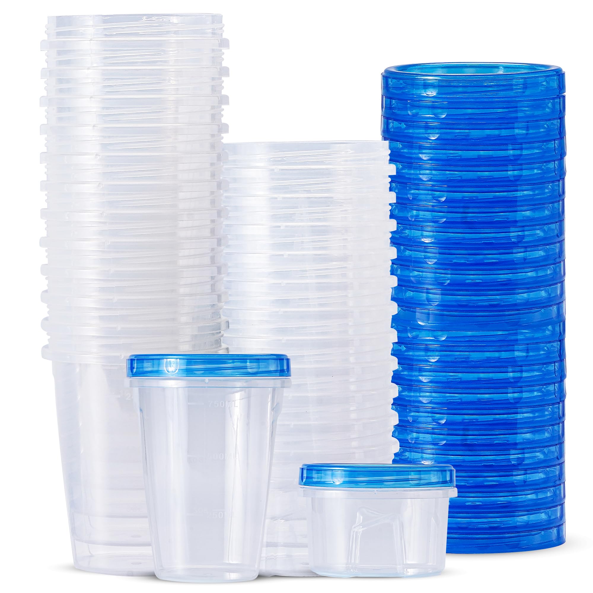 48-Piece Freezer Storage Containers Set with Twist-Top Lids (32oz & 16oz) - BPA-Free Plastic Meal Prep Containers with Secure Screw Lids - Perfect for Soup Storage, Meal Prepping, Lunch Box & Gym Food Organization