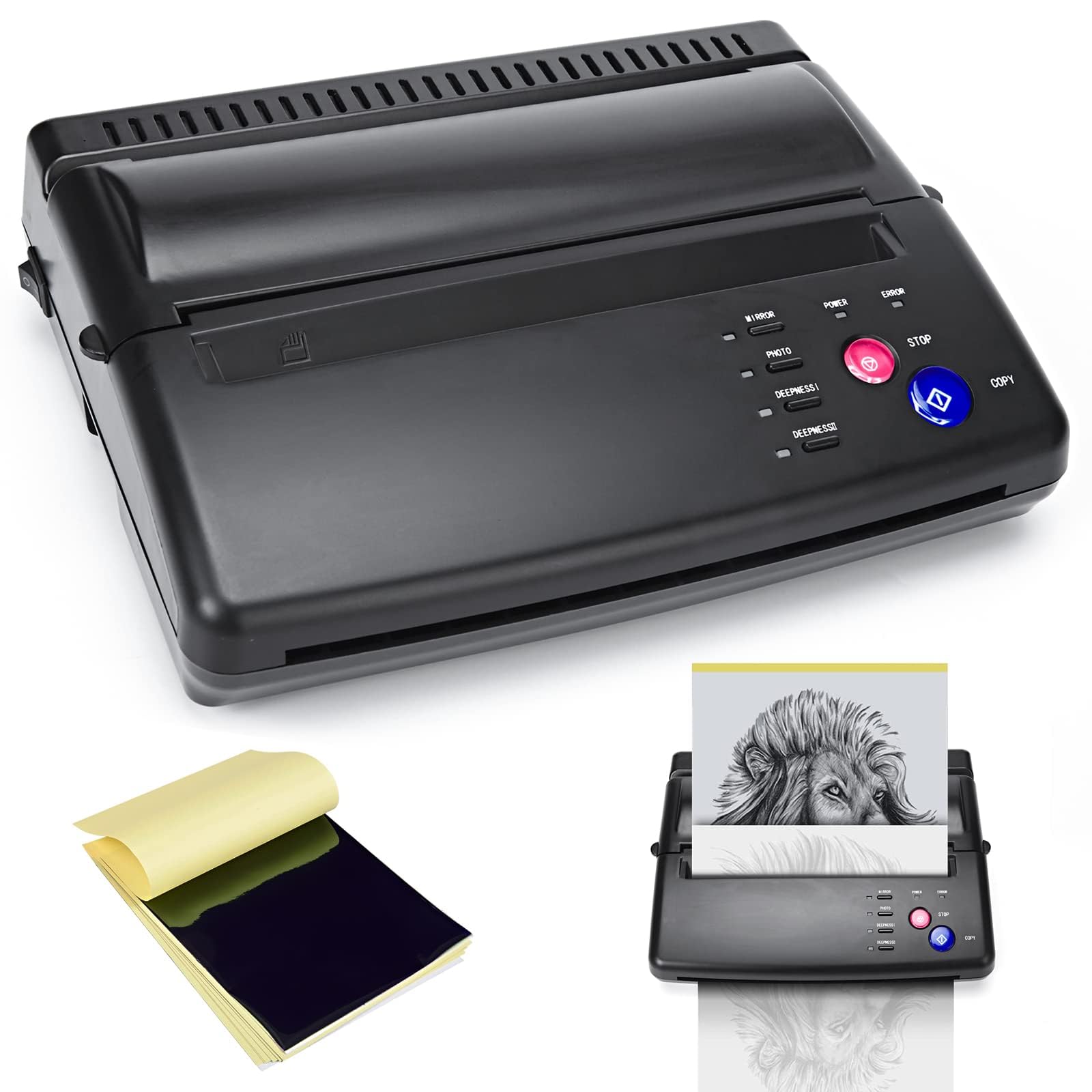Professional Goyappin Tattoo Printer Machine Kit - 20 Pcs Tattoo Transfer Paper, Thermal Stencil Copier for Permanent & Temporary Tattoos - Perfect for Tattoo Artists, Studios & DIY Tattoo Enthusiasts