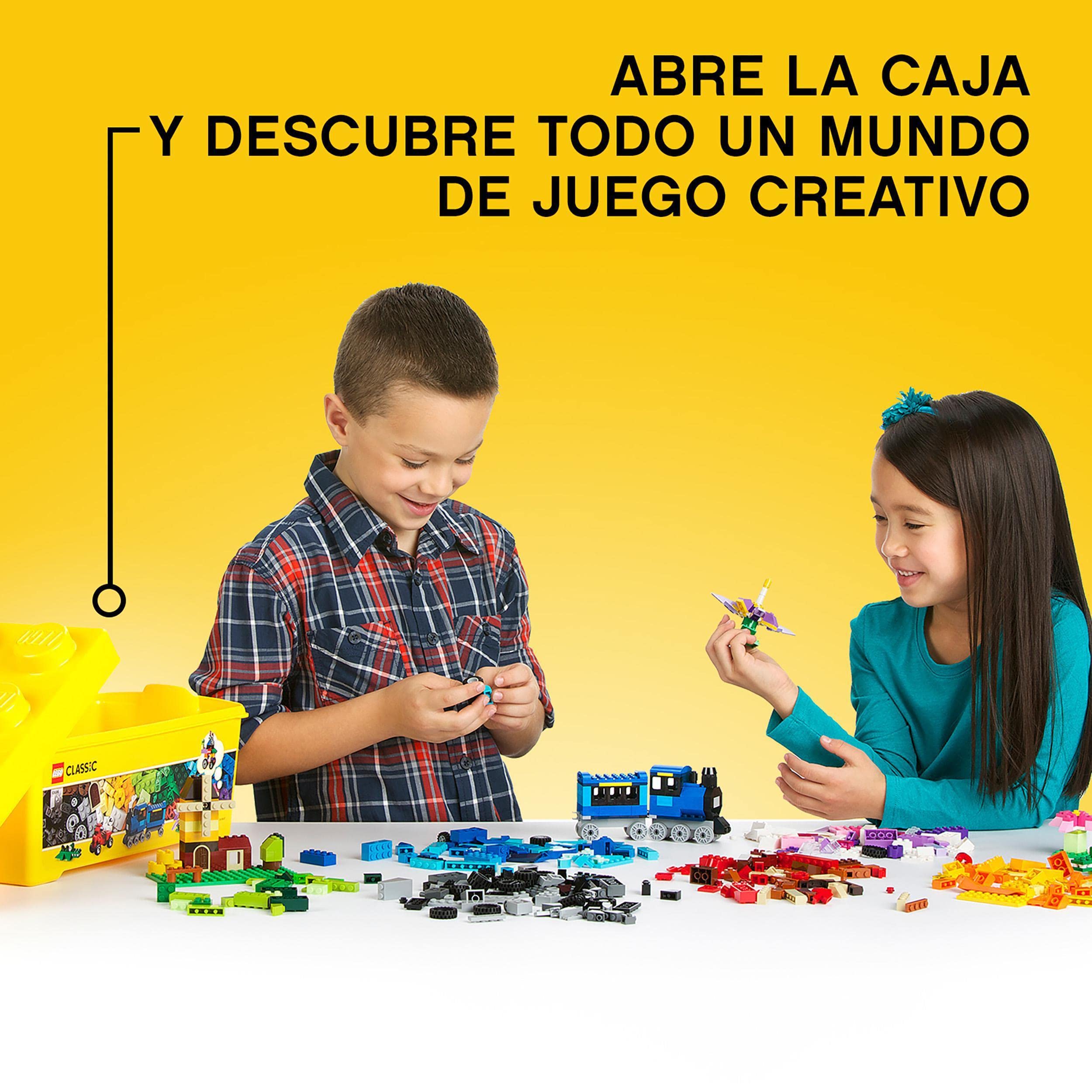 LEGO 10696 Classic Medium Creative Brick Box with Green Base, Cars & Animals - Building Toy for Kids Ages 4+ | STEM Learning, Birthday Gift & Creative Play for Preschoolers