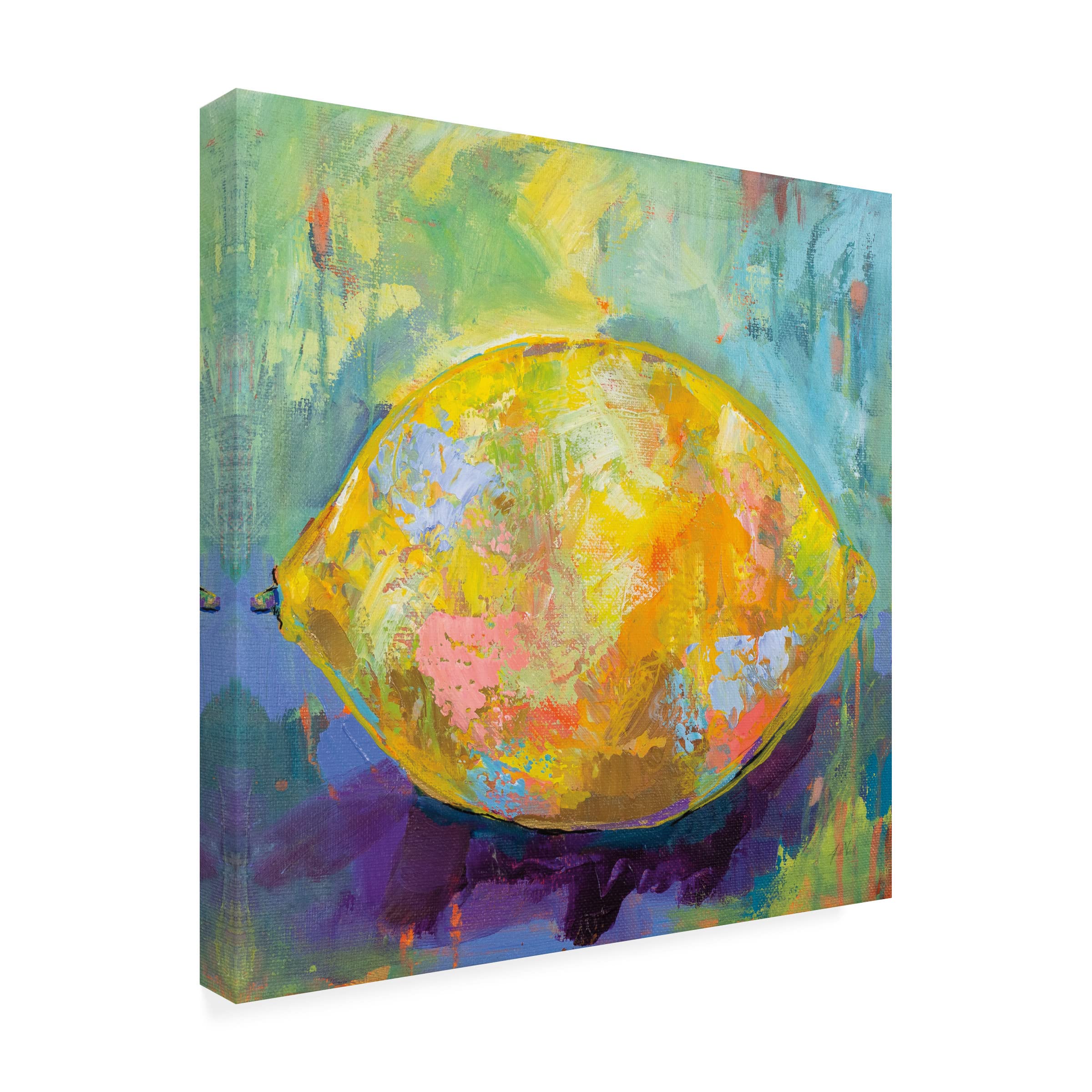 Trademark Fine Art 'Lemon' by Jeanette Vertentes - 18x18 Inch Canvas Wall Art - Modern Kitchen & Dining Room Decor