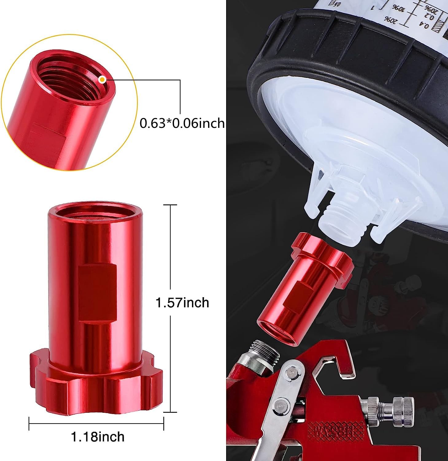 B4B BANG 4 BUCK HVLP Spray Gun Cup Adapter - 16mm Female Thread (1.5mm) Compatible with PRO-33, PRO-44, PRO-88 Models - Perfect for Automotive Painting & DIY Home Projects