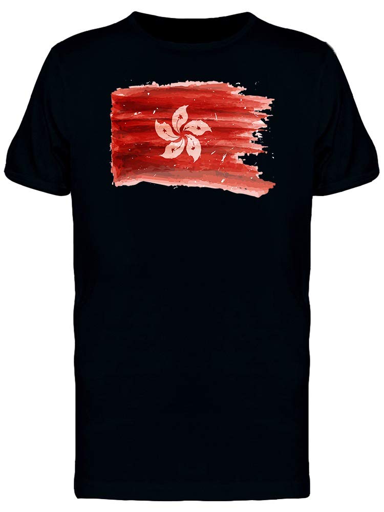 Hong Kong Flag Brush Painting T-Shirt for Men - Stylish Patriotic Graphic Tee for Casual Wear & Street Fashion