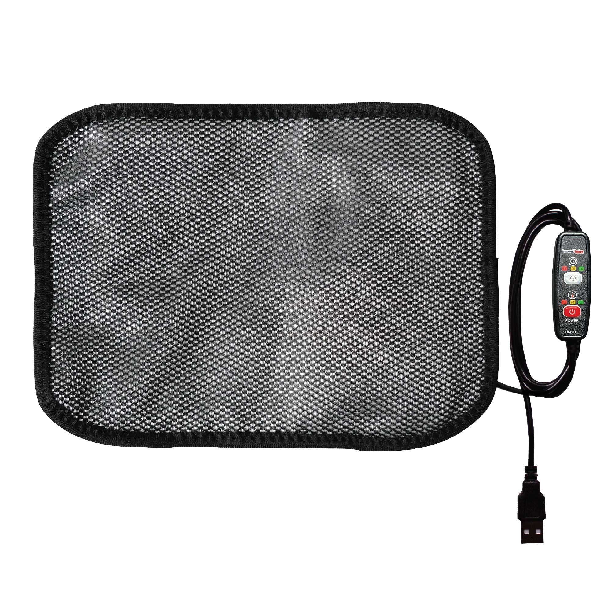 Cabeau Incredi Heat USB Powered Portable Heating Pad - 3 Adjustable Temperature Settings, Fast Heating, Black - Perfect for Travel, Office & Home Use