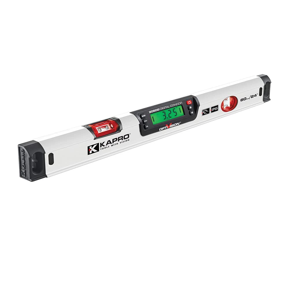 Kapro 905 Digital Condor IP65 Magnetic Digital Level with OPTIVISION - Visual & Audible Slope Indicator, False Zero Mode, Large Display, 180° Invertible Readout (24 Inch) - Perfect for Construction, Woodworking, and DIY Projects