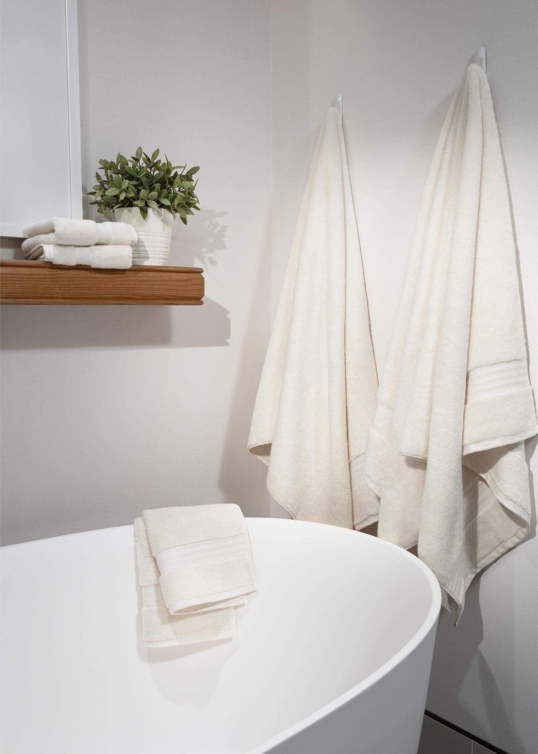 Premium 100% Organic Cotton Bath Towel Set - 6 Piece Luxury Hotel & Spa Quality Towels (2 Bath, 2 Hand, 2 Washcloths) | GOTS Certified | 700 GSM Ultra Soft & Absorbent | Ivory | Perfect for Bathroom, Spa, Gym & Guest Use