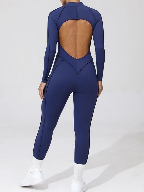ZASUWA Women's Sexy Backless Zipper Scrunch Bum Jumpsuit - Stretchy Bodycon Romper for Clubwear, Night Out & Date Night