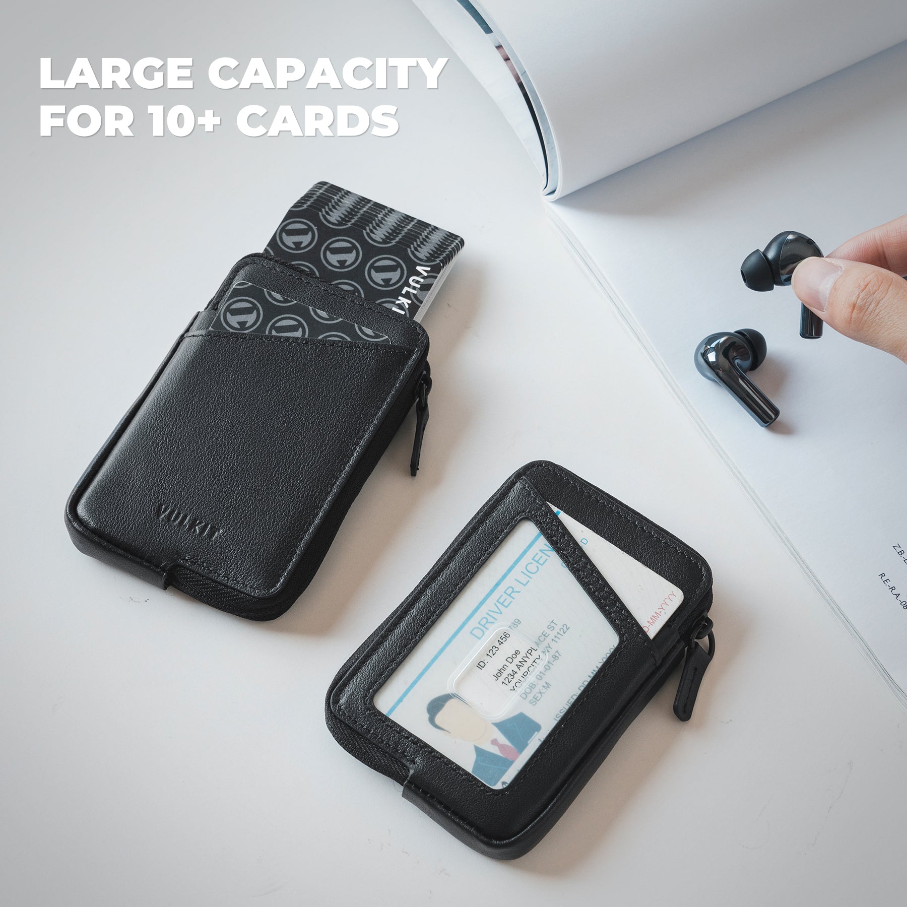 Genuine Leather Slim RFID Blocking Card Holder Wallet for Men & Women - Holds 10+ Cards & Cash - Perfect for Travel, Business & Everyday Use
