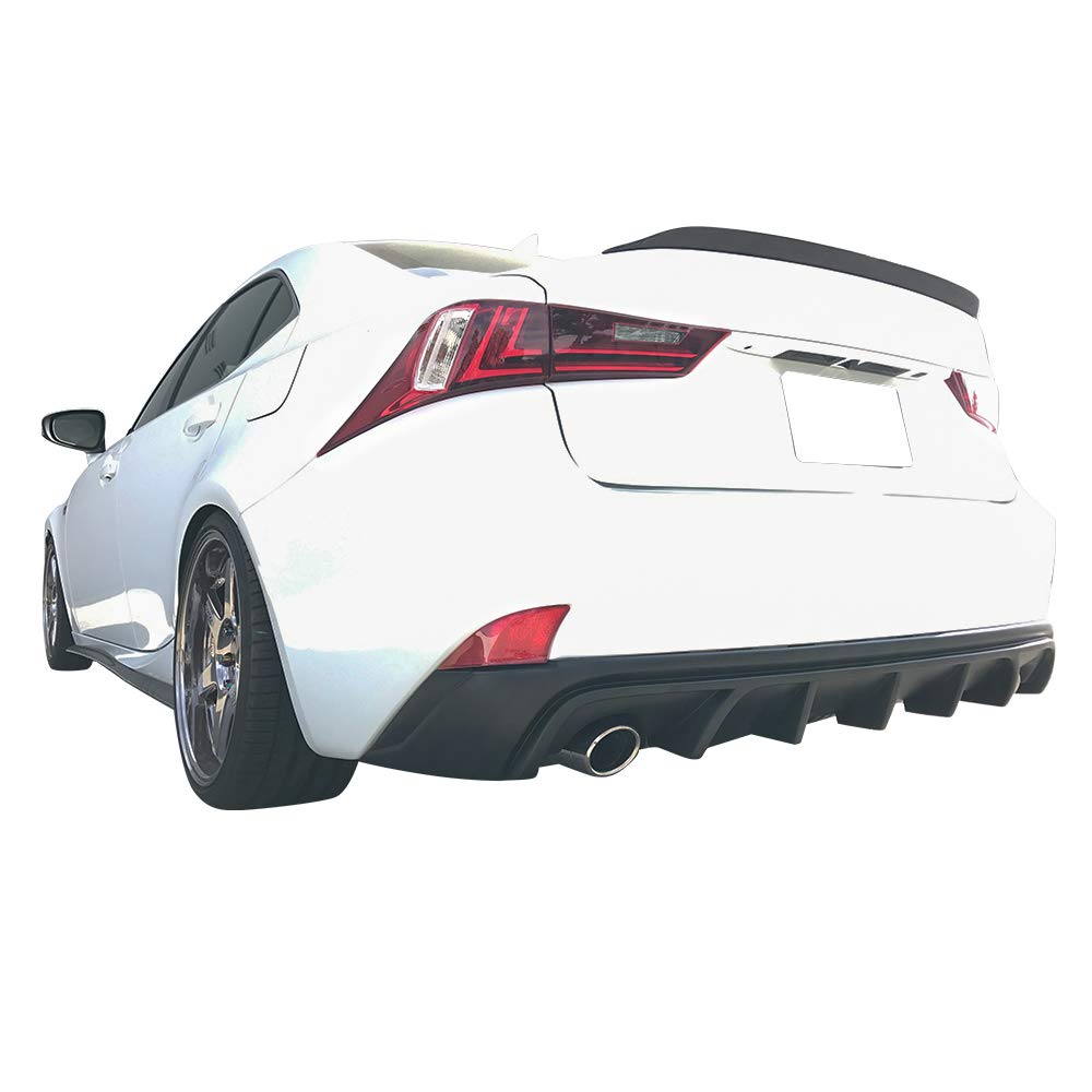 FREEMOTOR802 Rear Bumper Diffuser for 2014-2016 Lexus IS250 IS350 IS200T - Unpainted Black PP Spoiler | Car Body Styling & Performance Upgrade for Sporty Look