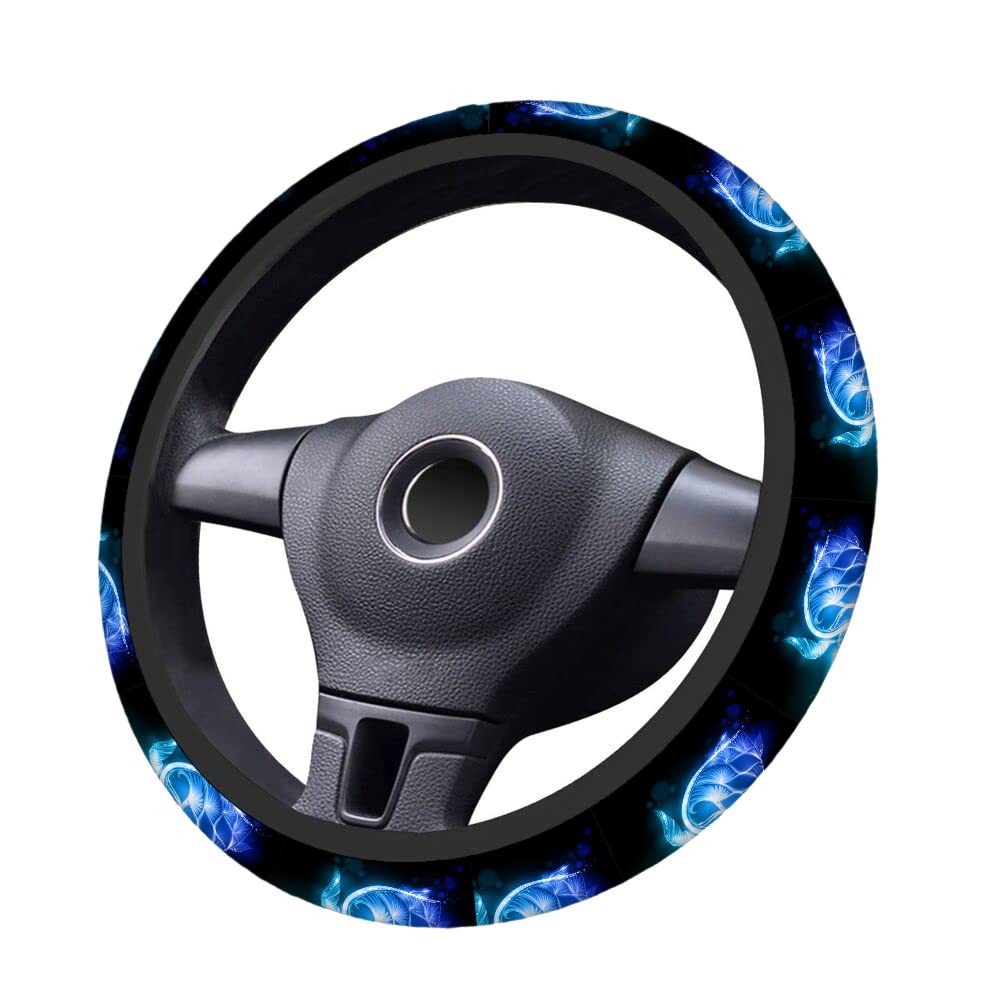 Swono Non-Slip Neoprene Steering Wheel Cover - 15 Inch Blue Ocean Sea Turtle Design, Comfort Grip Stretch-On Car Wrap Protector | Perfect for Daily Commutes, Road Trips & Enhancing Driving Comfort