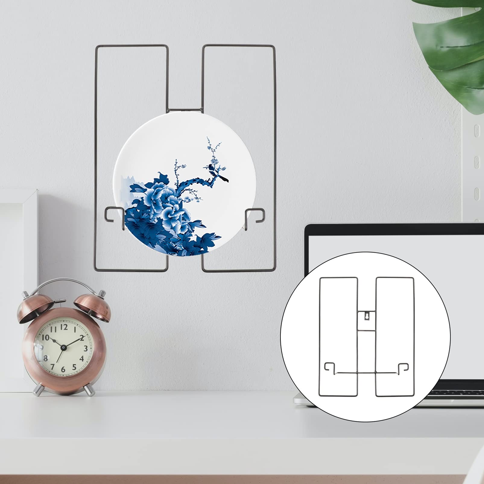 Cabilock Adjustable Vertical Wall Mount Plate Display Rack - Iron Metal Easel Stand for Wall Hanging, Non-Slip Plate Holder for Kids & Adults - Perfect for Kitchen, Dining Room, Art Studio & Home Decor