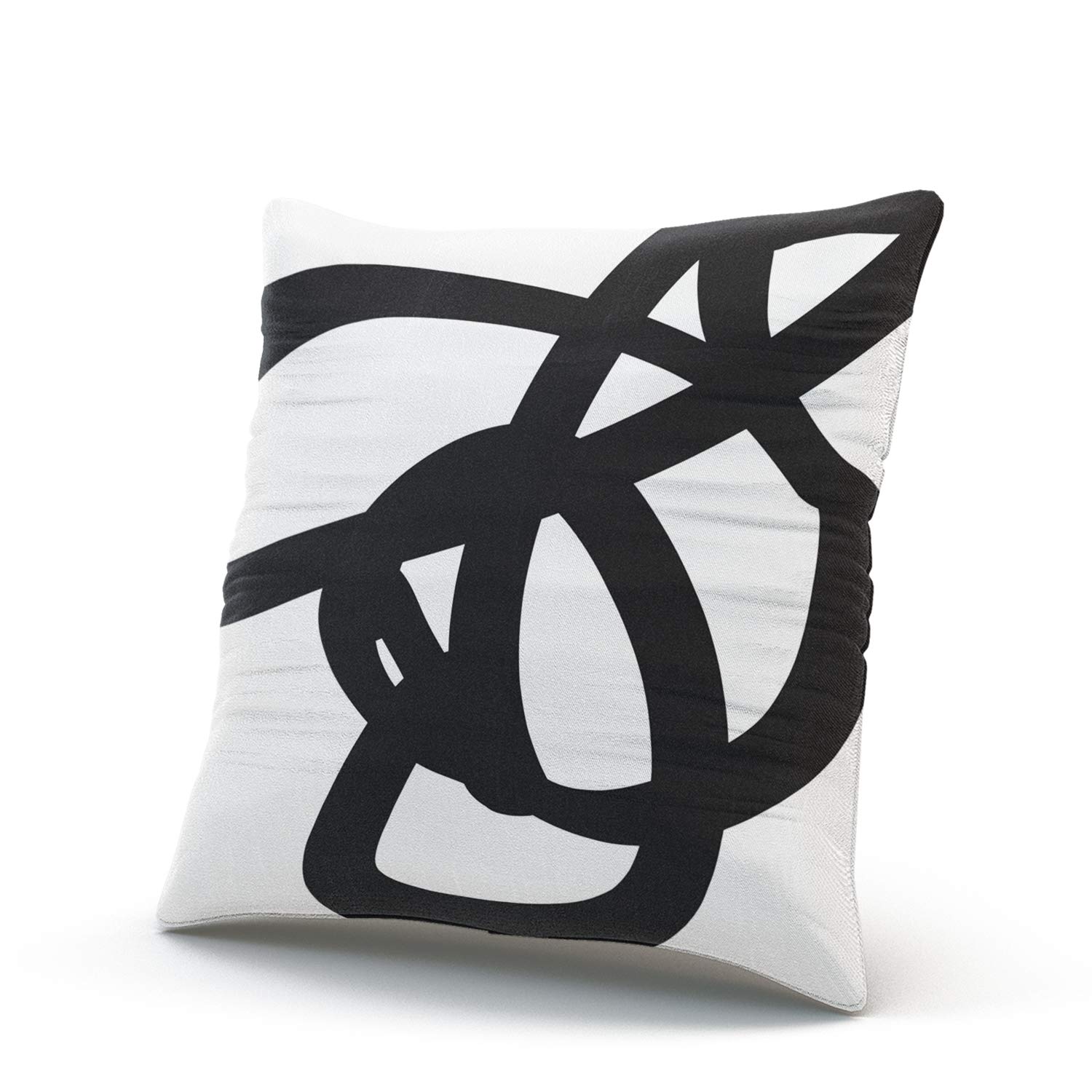 Abstract Art Black & White Pillow Covers - Modern Double Sided Printed Square Decorative Throw Pillow Cases 20x20 Inches for Sofa, Bed, Living Room & Home Decor