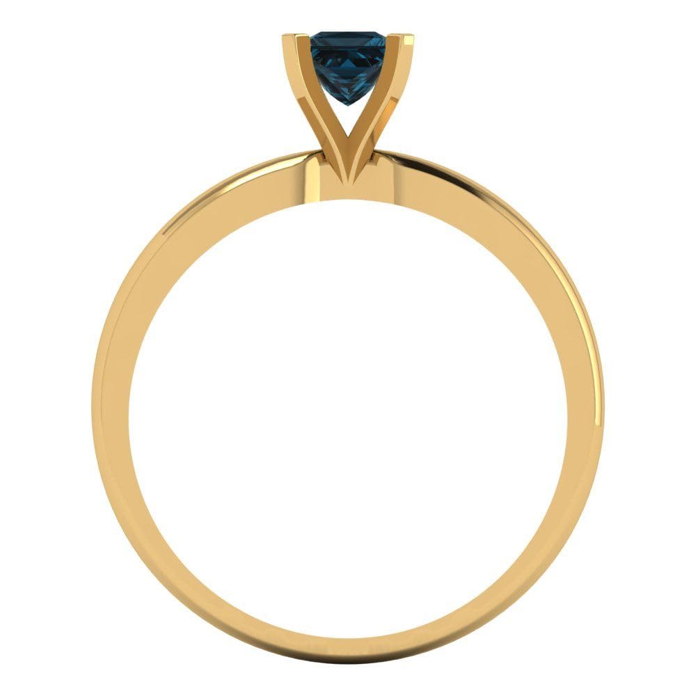 Clara Pucci 0.50 Carat Princess Cut Solitaire Natural London Blue Topaz Engagement Ring in 14K Yellow Gold - Perfect for Bridal, Anniversary & Proposal Gifts