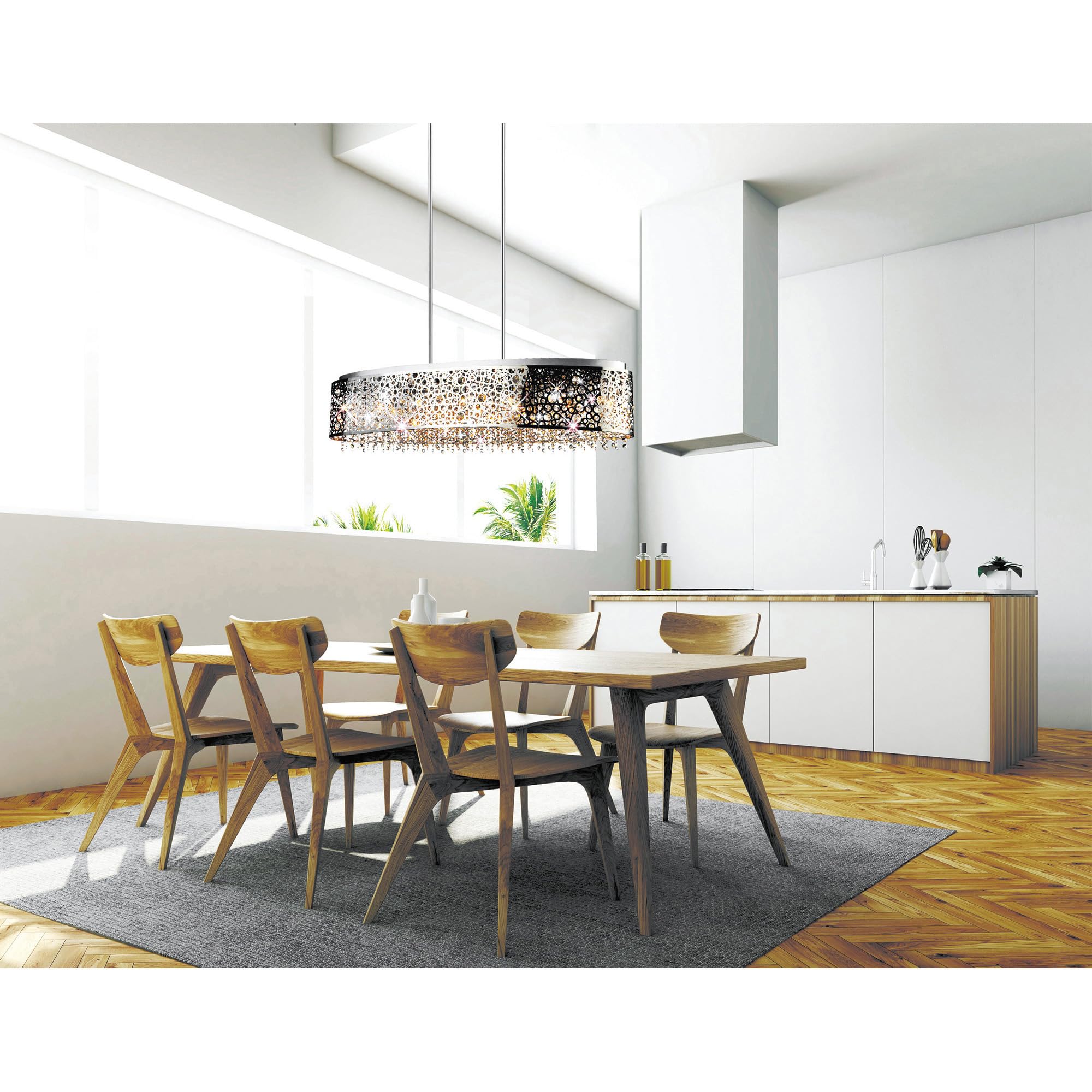 CWI Lighting Bubbles 16-Light Drum Shade Metal Chandelier in Chrome - Modern Ceiling Fixture for Dining Room, Living Room & Bedroom Lighting