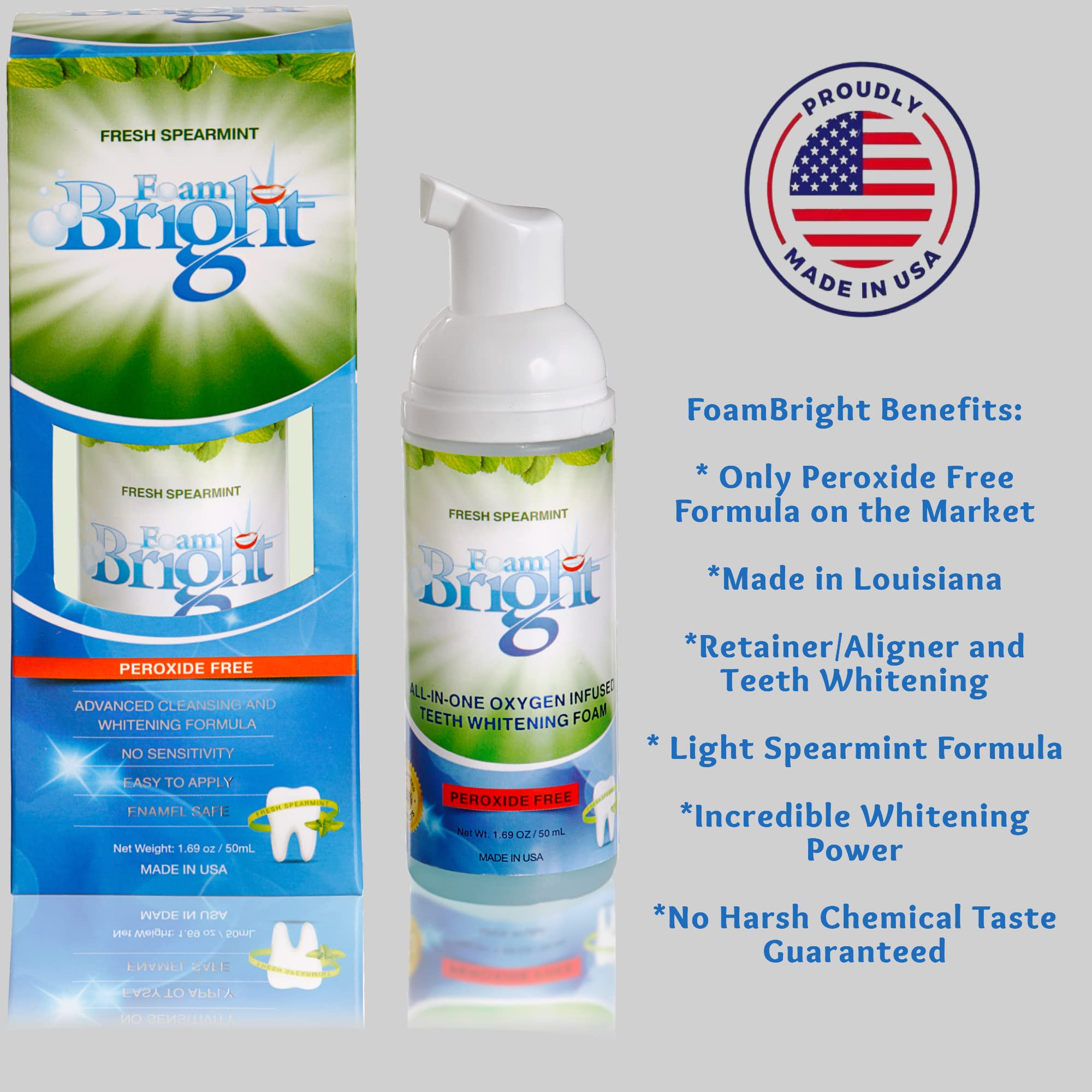 **Bright Retainer & Aligner Cleaner Foam – Peroxide-Free Teeth Whitening for Invisalign, Candid, Byte, Dentures & Braces – Gentle Oral Care Alternative to Tablets & Paste – Perfect for Daily Cleaning & Travel**