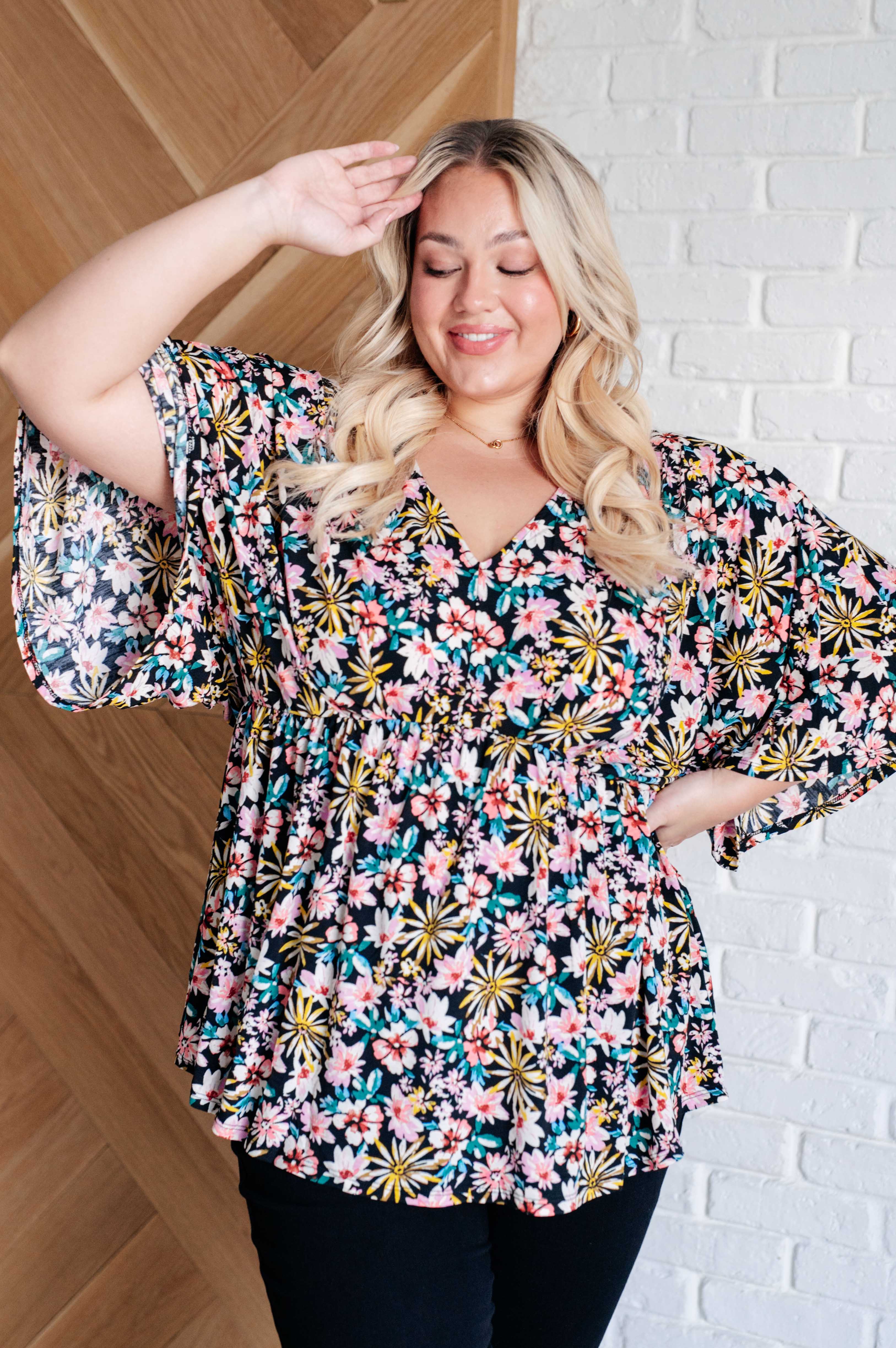 Dreamer Top - Floral Print Women's Blouse in Teal & Pink | Casual Wear, Office Outfit, Spring Summer Fashion