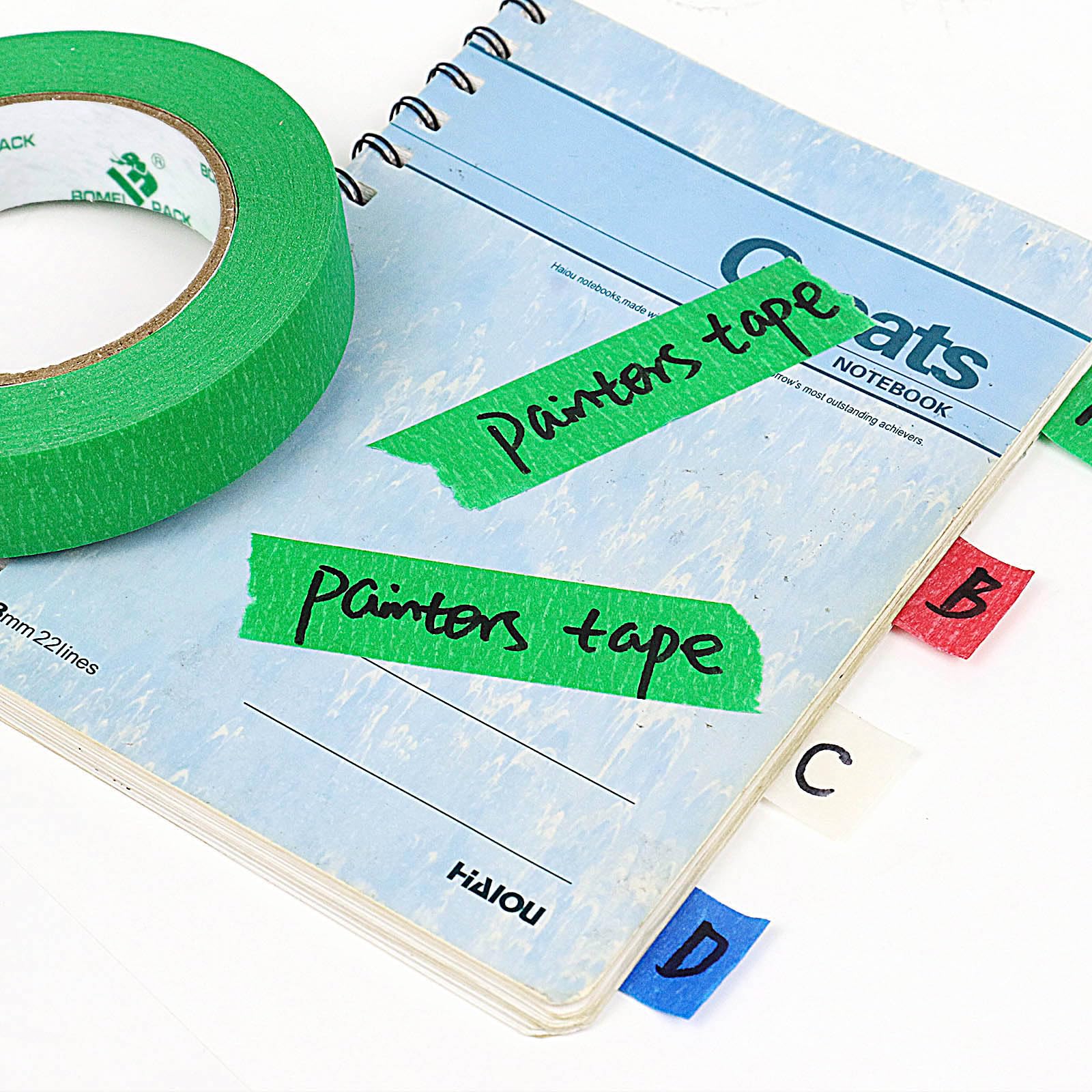 BOMEI PACK 24mm x 55yds Green Masking Tape - 6 Rolls of High-Quality Painters Tape for Walls, Wood, DIY Projects | Perfect for Home Painting, Crafting & Automotive Use
