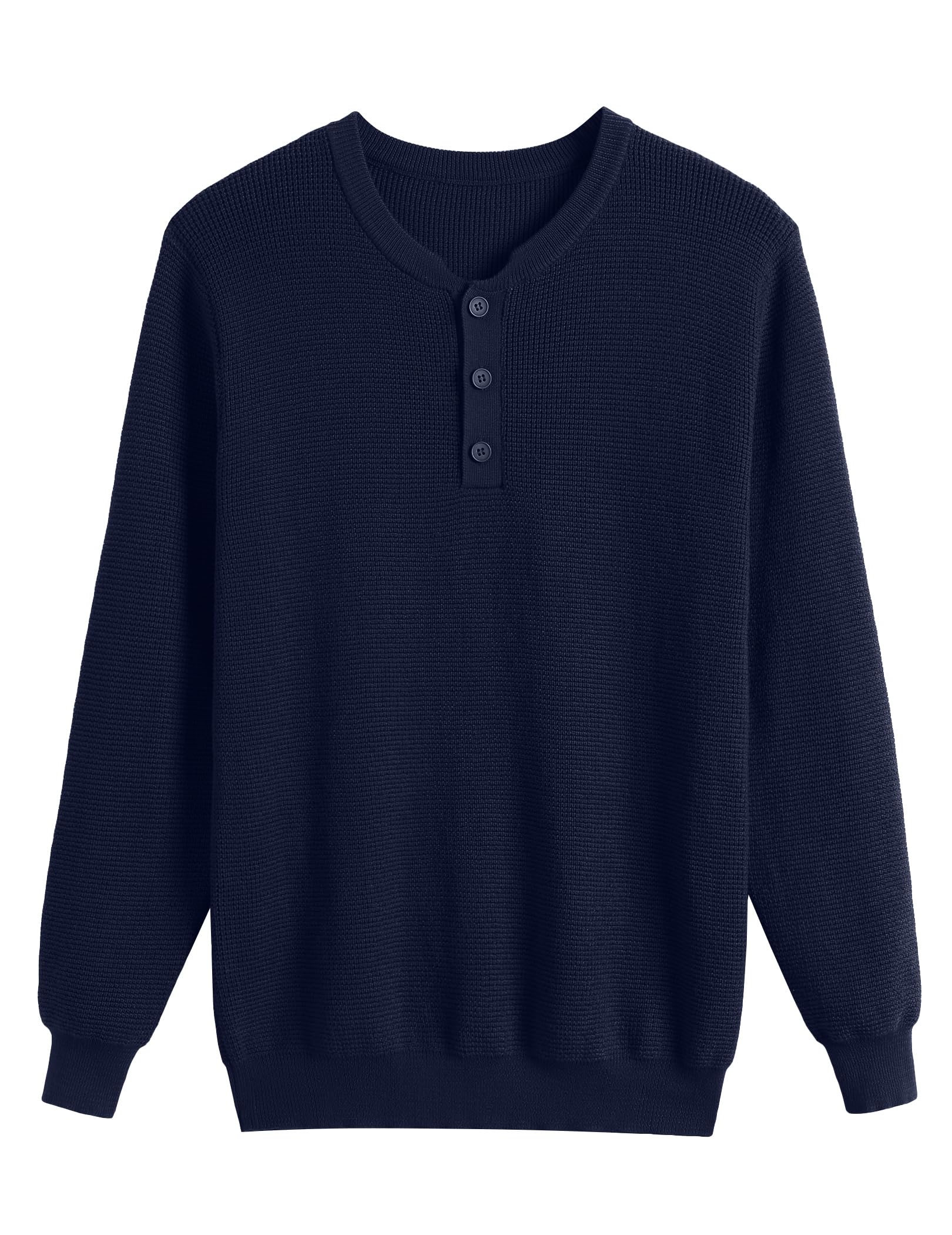 COOFANDY Men's Waffle Henley Shirt - Lightweight Knit Pullover Sweater with Long Sleeves & Crewneck | Casual Fall & Winter Layering Essential for Outdoor Activities
